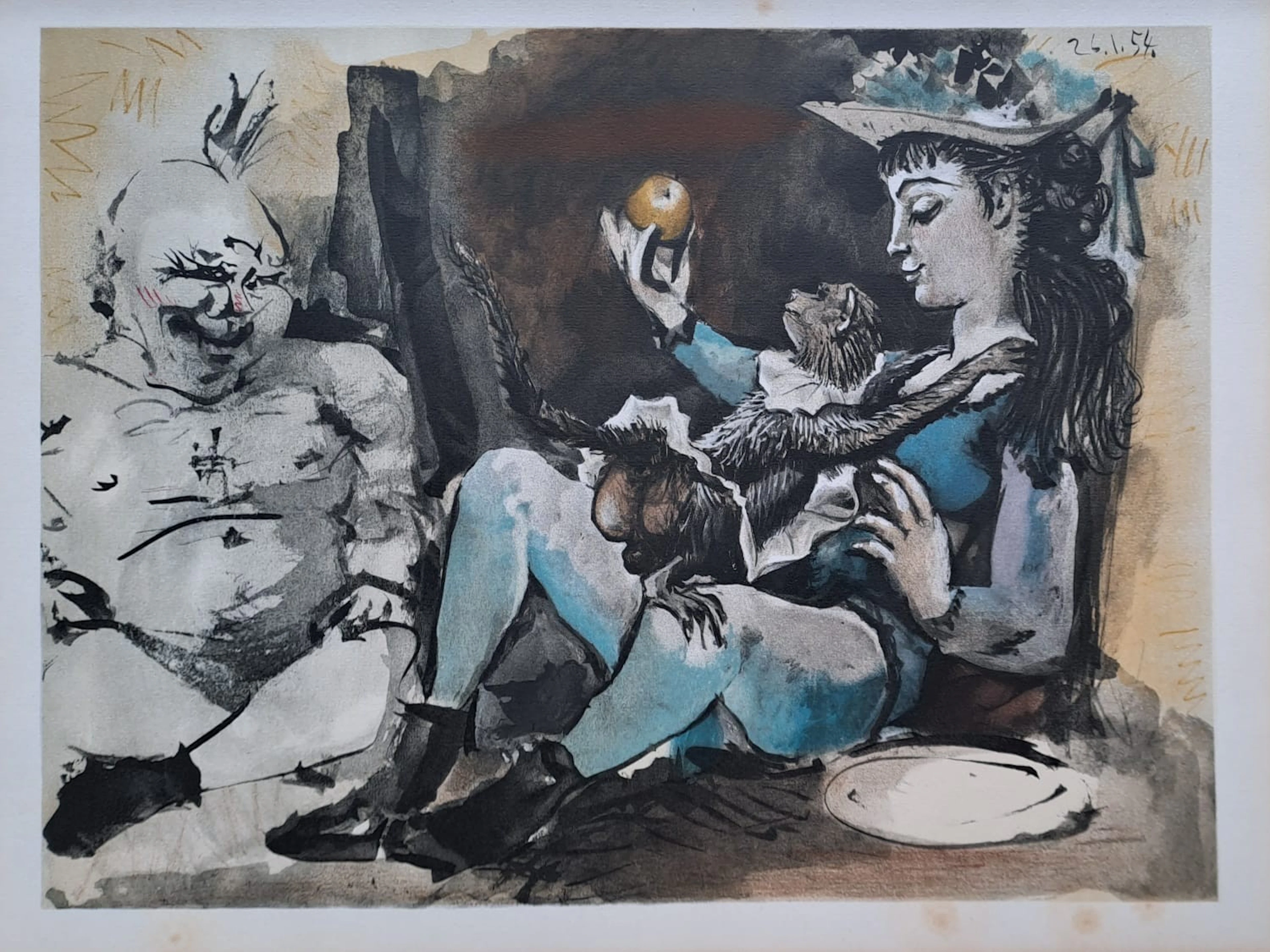 Pablo Picasso - La femme, le singe et le sage, 1954 - Lithographie
