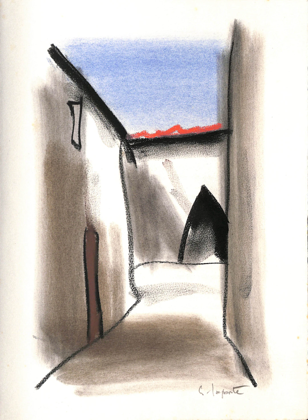Georges LAPORTE - Dans les rues des Bastides, 1974 - Dessin original