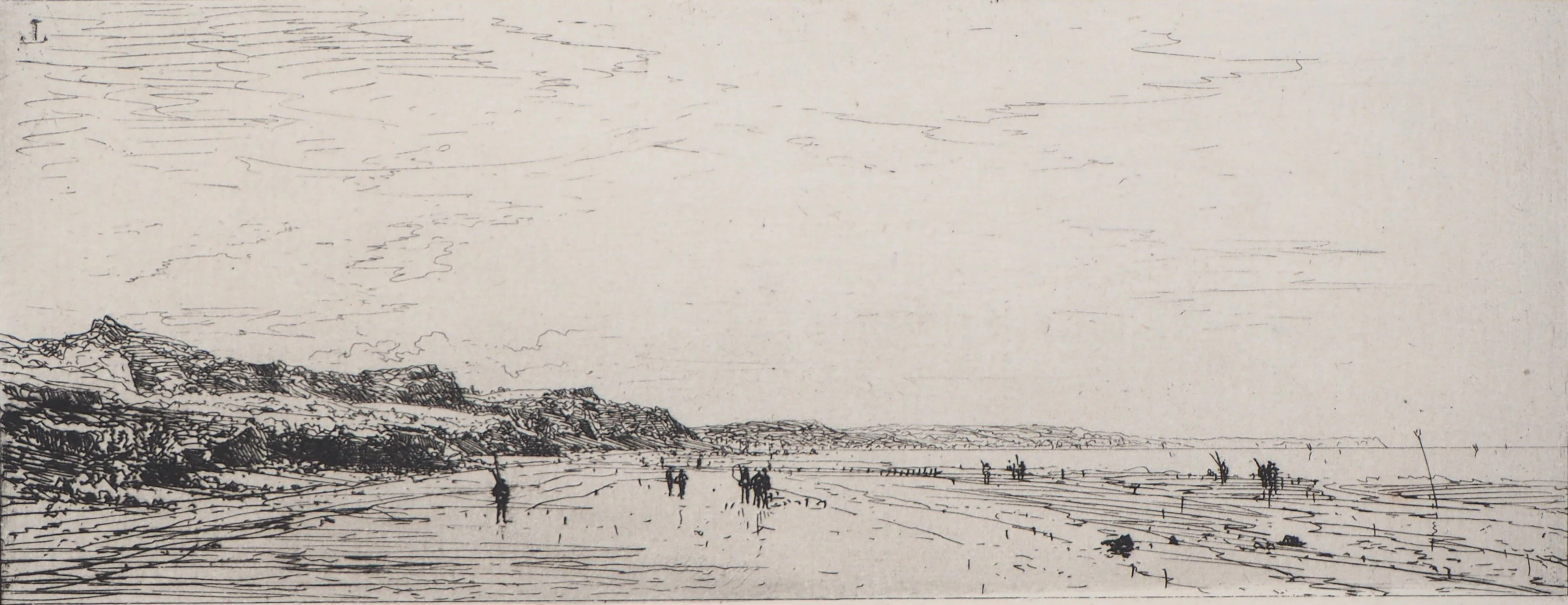 Maxime LALANNE : Bretagne, Une grande plage - Eau forte Originale Signée