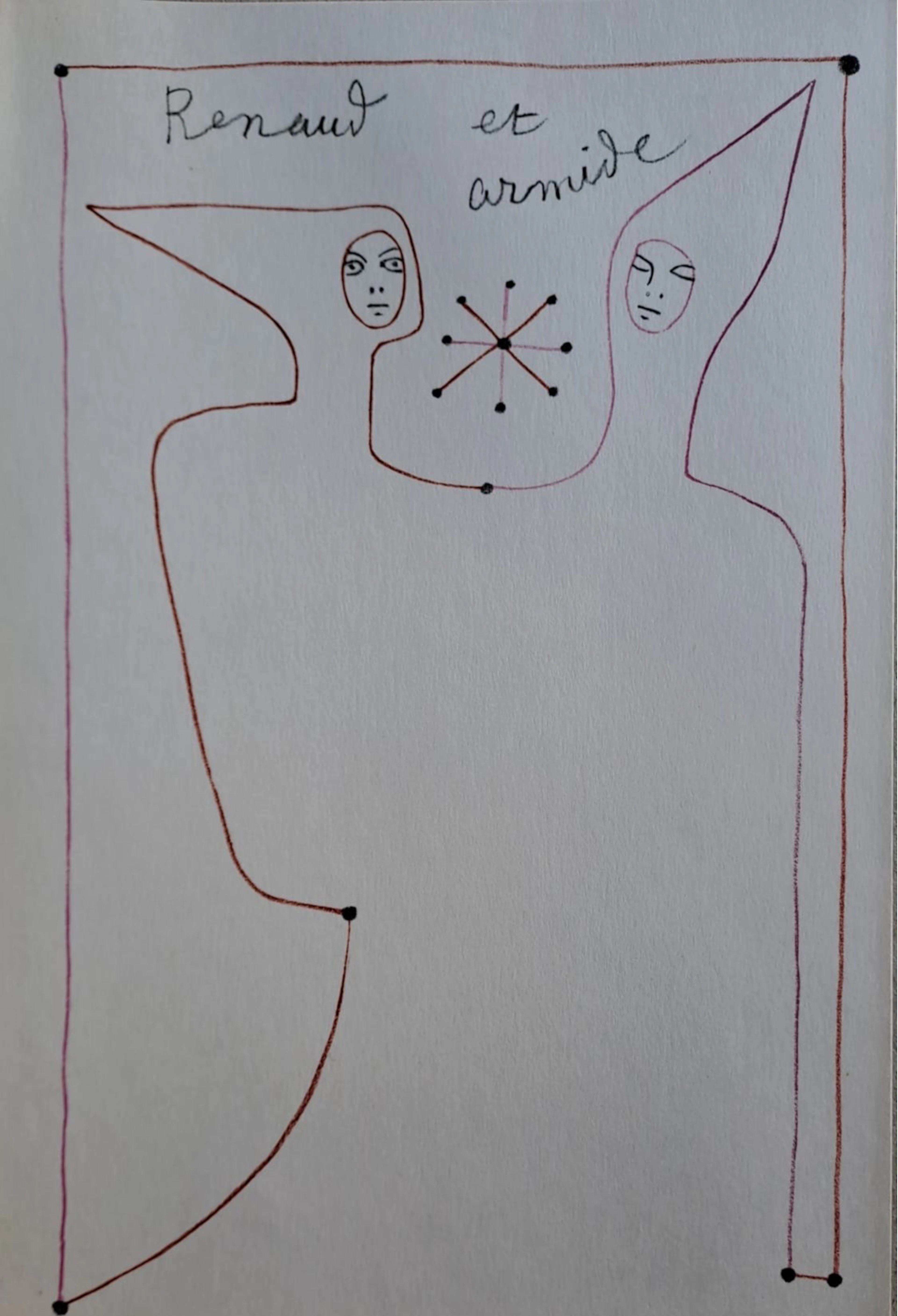 Jean Cocteau - Renaud et Armide - Lithographie originale en couleur