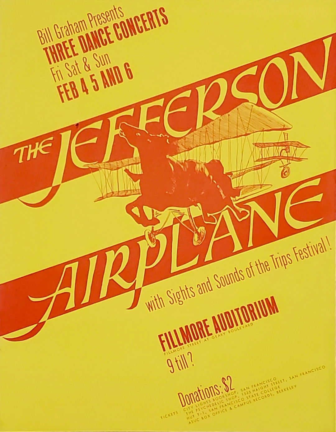 Bill Graham, Jefferson Airplane, lithographie, 1966