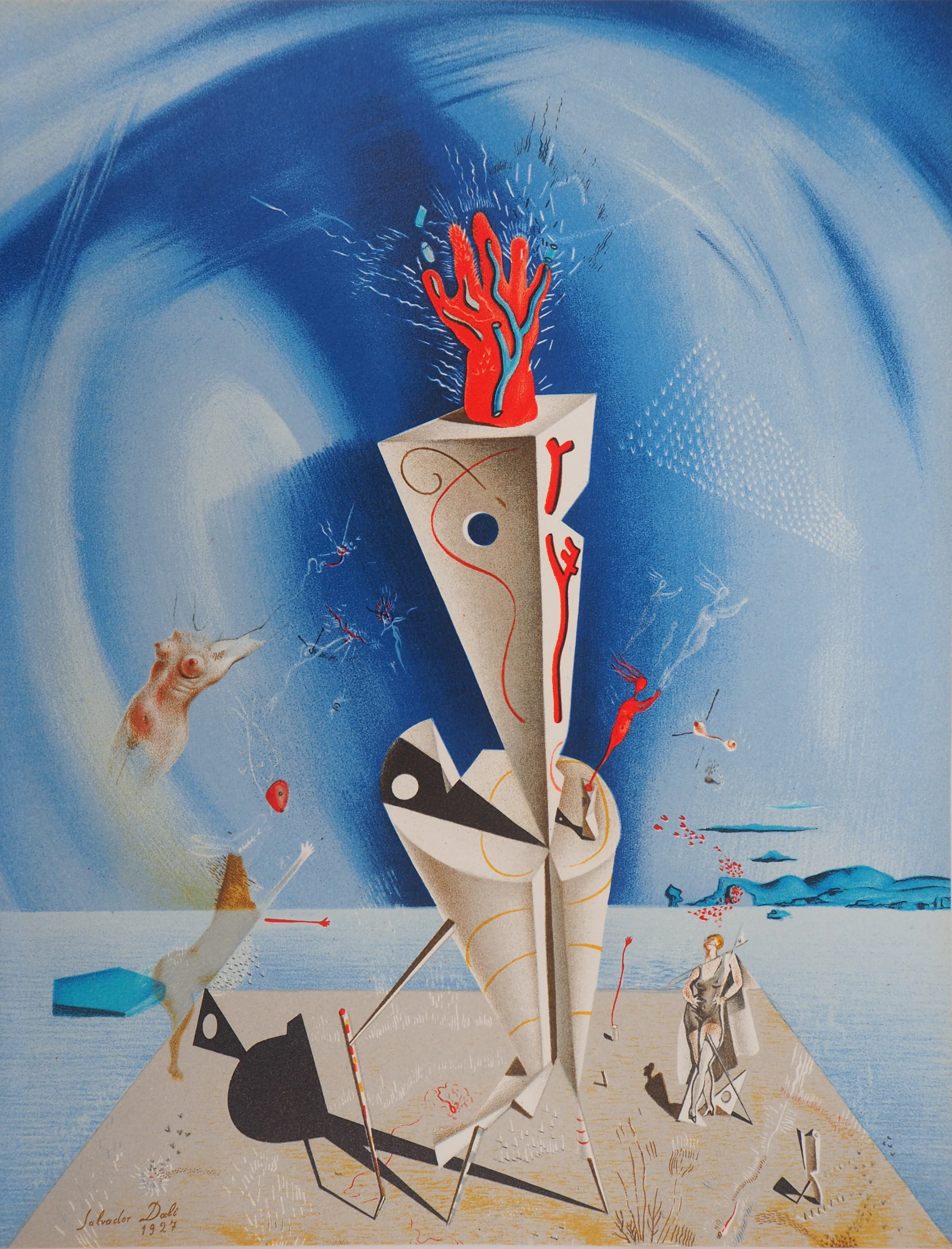 Salvador DALI : Appareil surréaliste et main - Lithographie signée