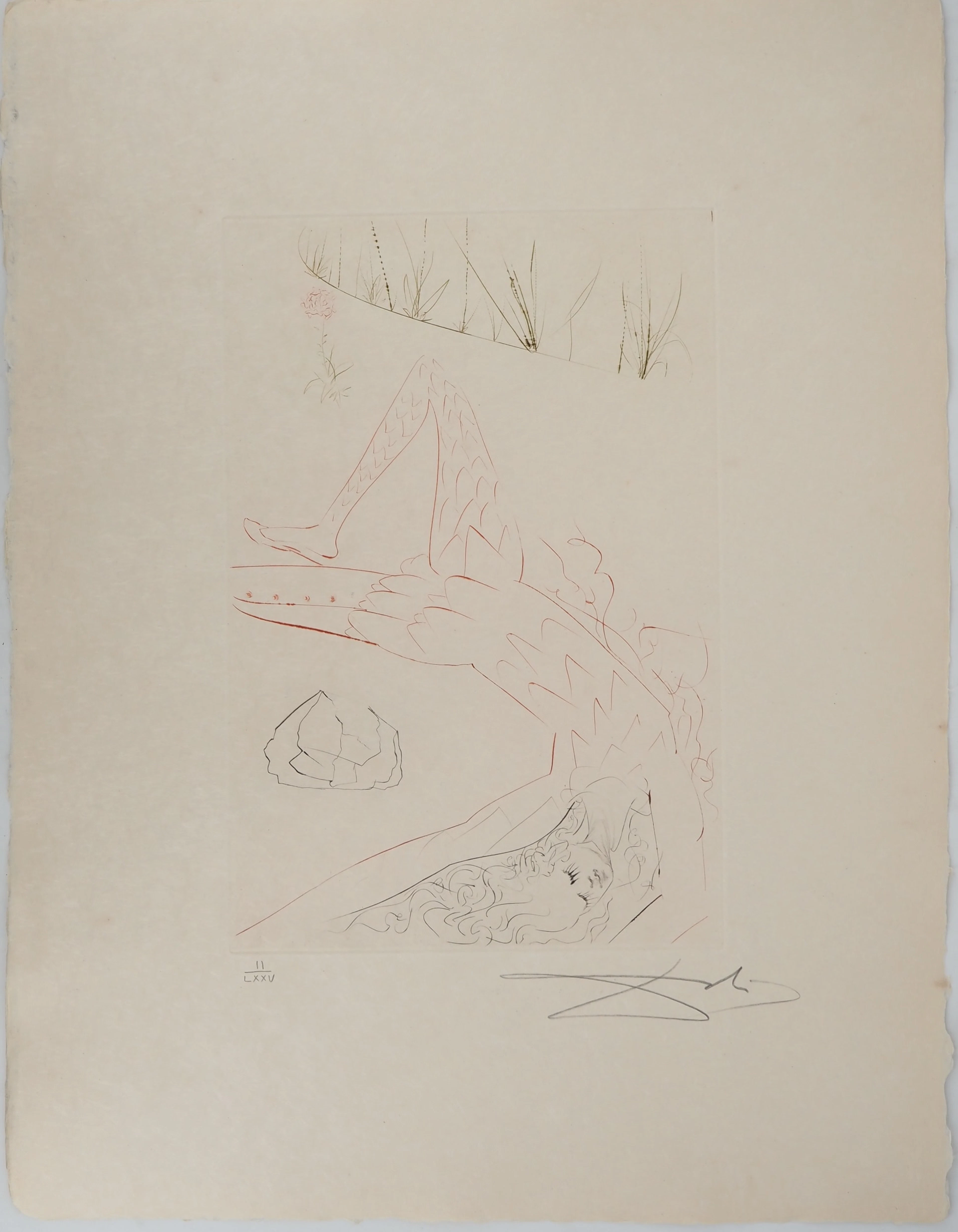 Salvador DALI : Tristan blessé, Gravure originale signée