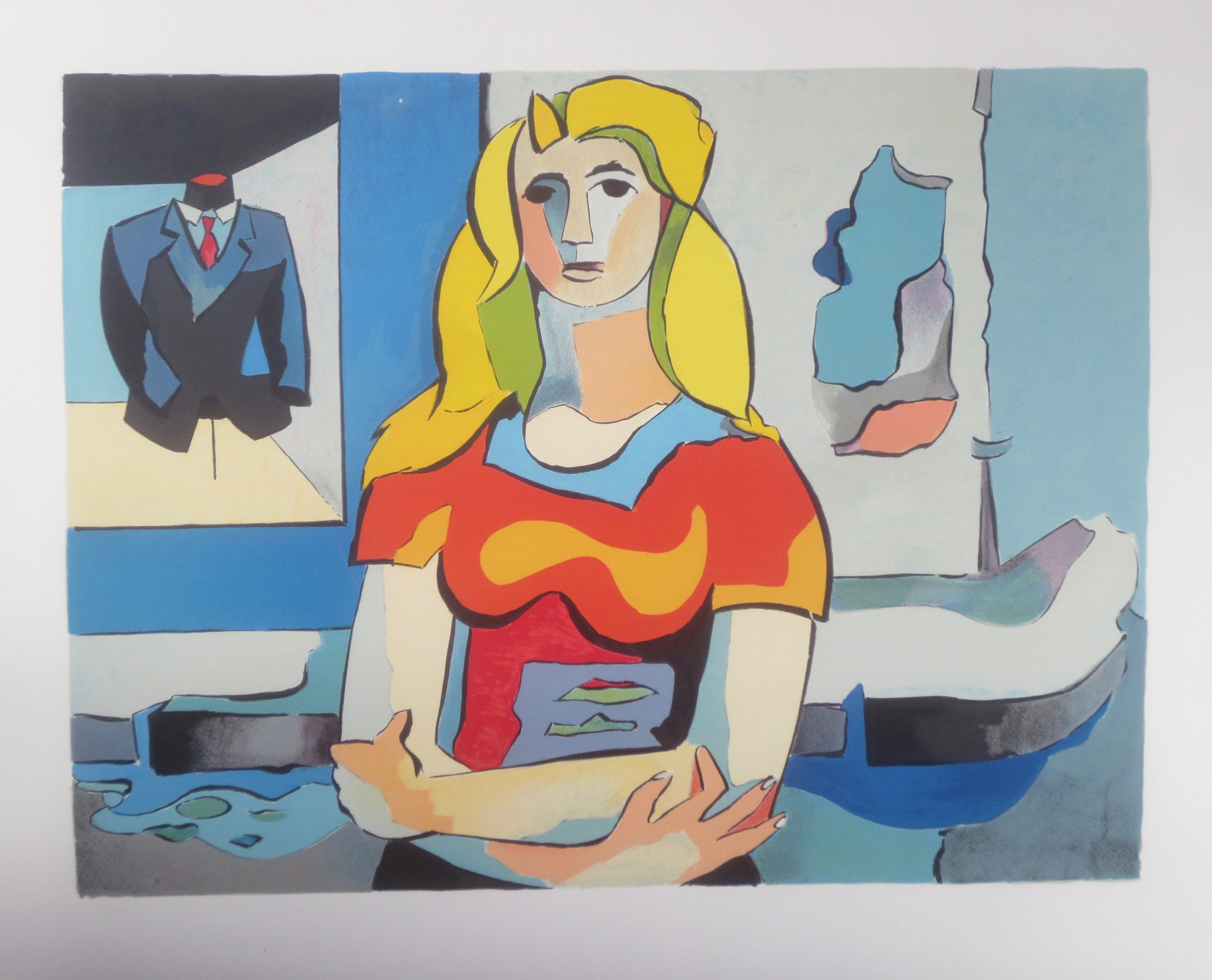 jean HELION "les passants" lithographie originale , 1986