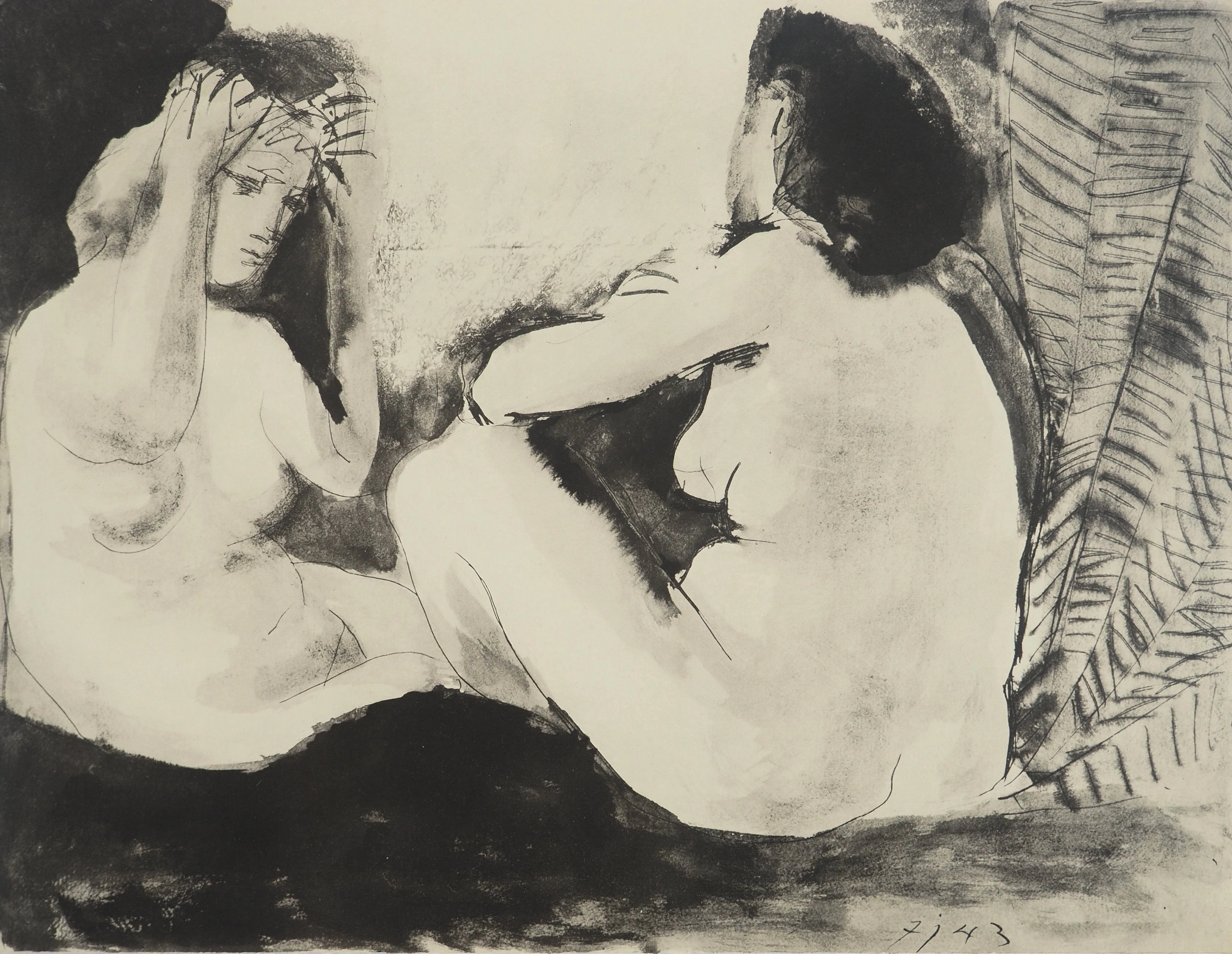 Pablo PICASSO : Femmes nues assises, Lithographie et pochoir