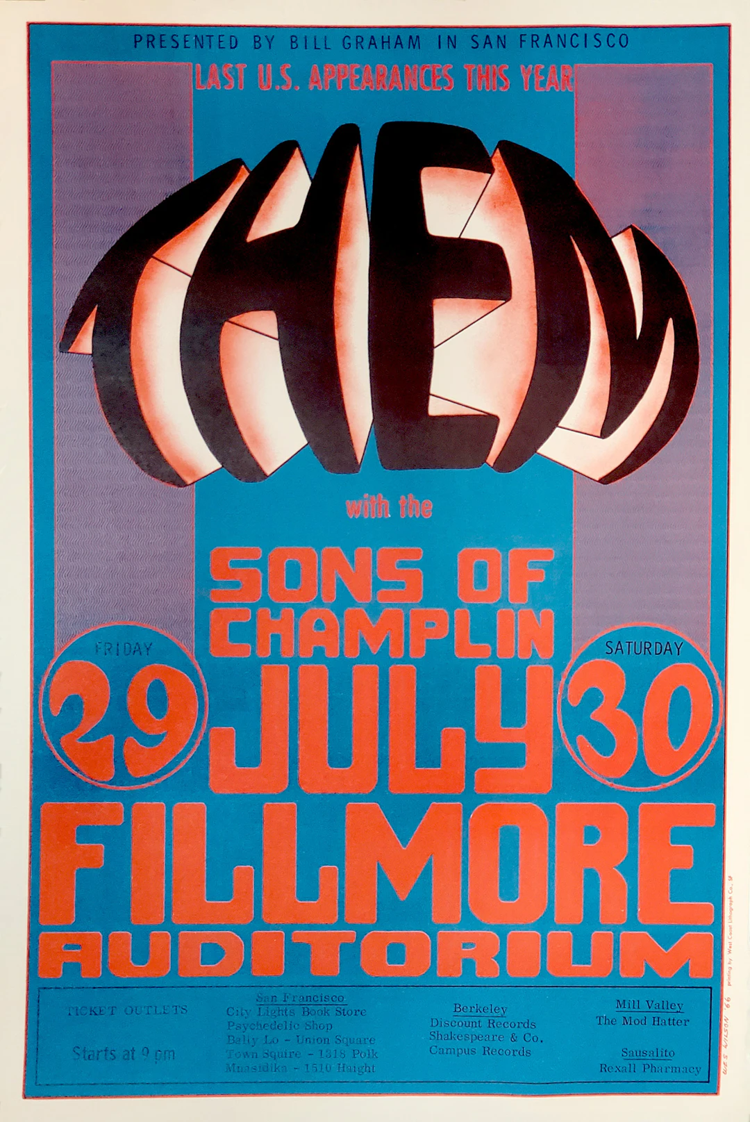 Wes Wilson, Sons of Champlin, lithographie, 1966