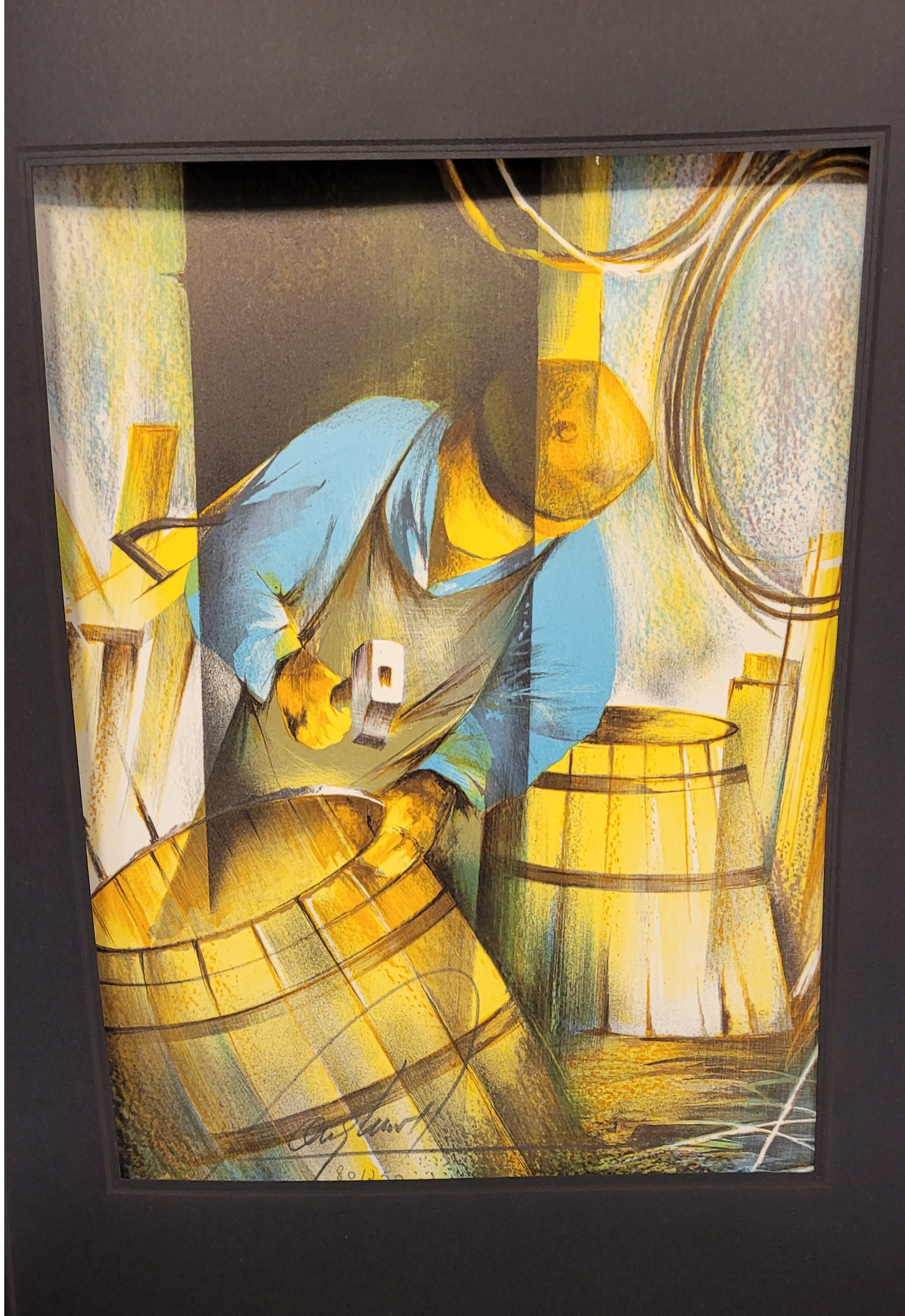 Raymond POULET - Les Vieux métiers : le tonnelier, 1975 - Lithographie