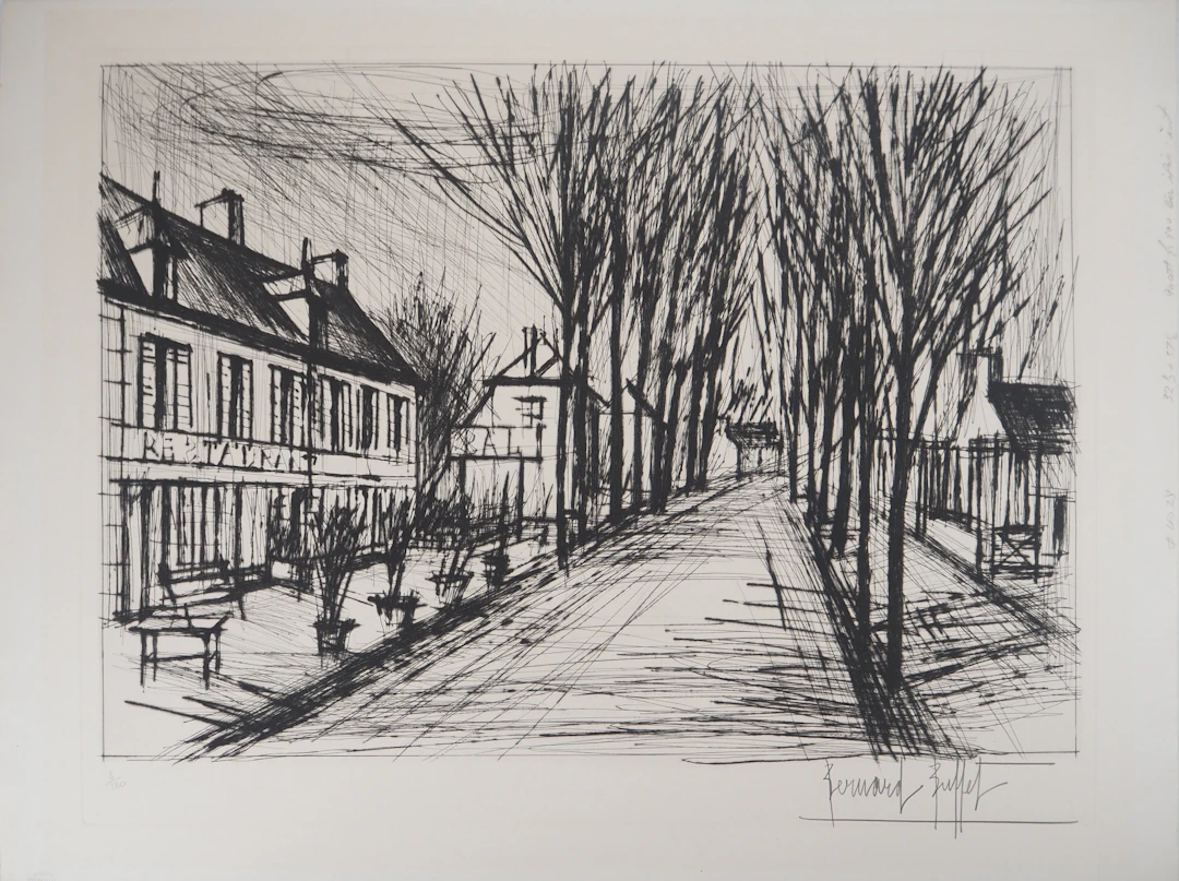 Bernard BUFFET - Vue de la ville, 1975 - Gravure originale signée