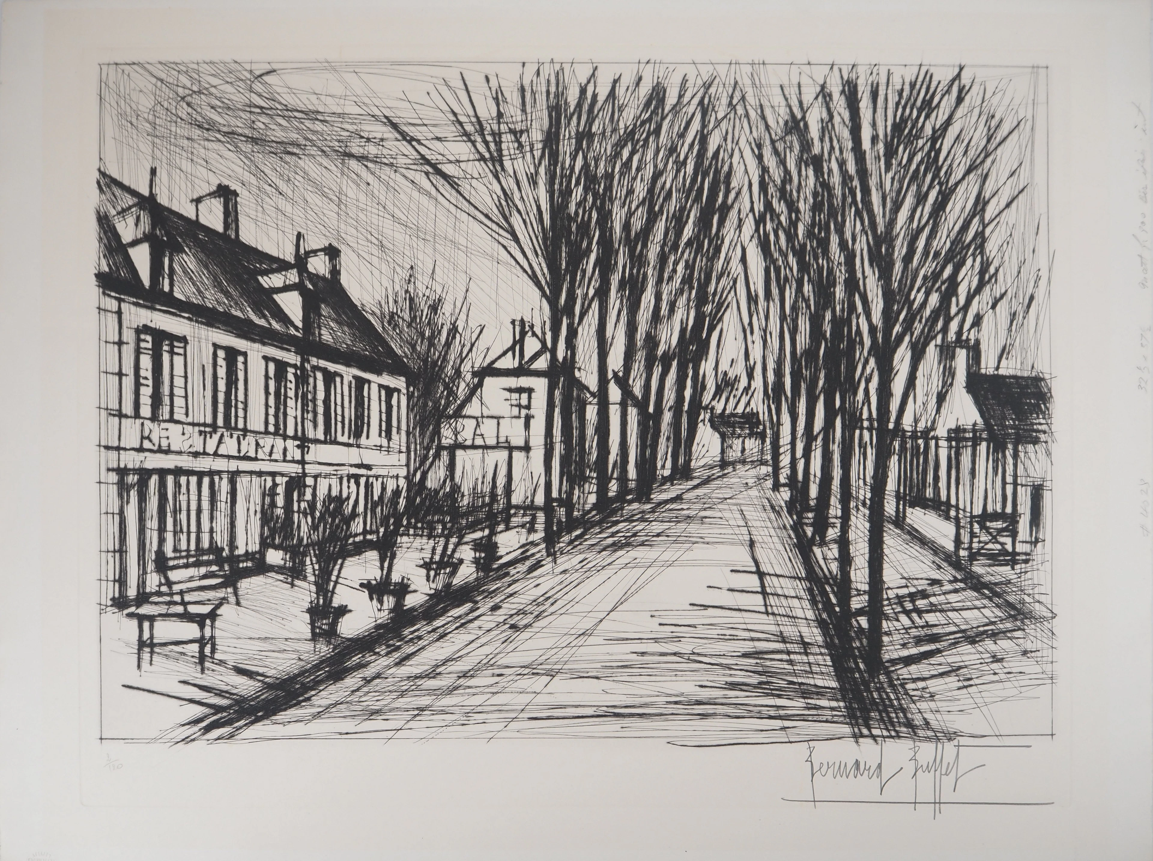 Bernard BUFFET - Vue de la ville, 1975 - Gravure originale signée