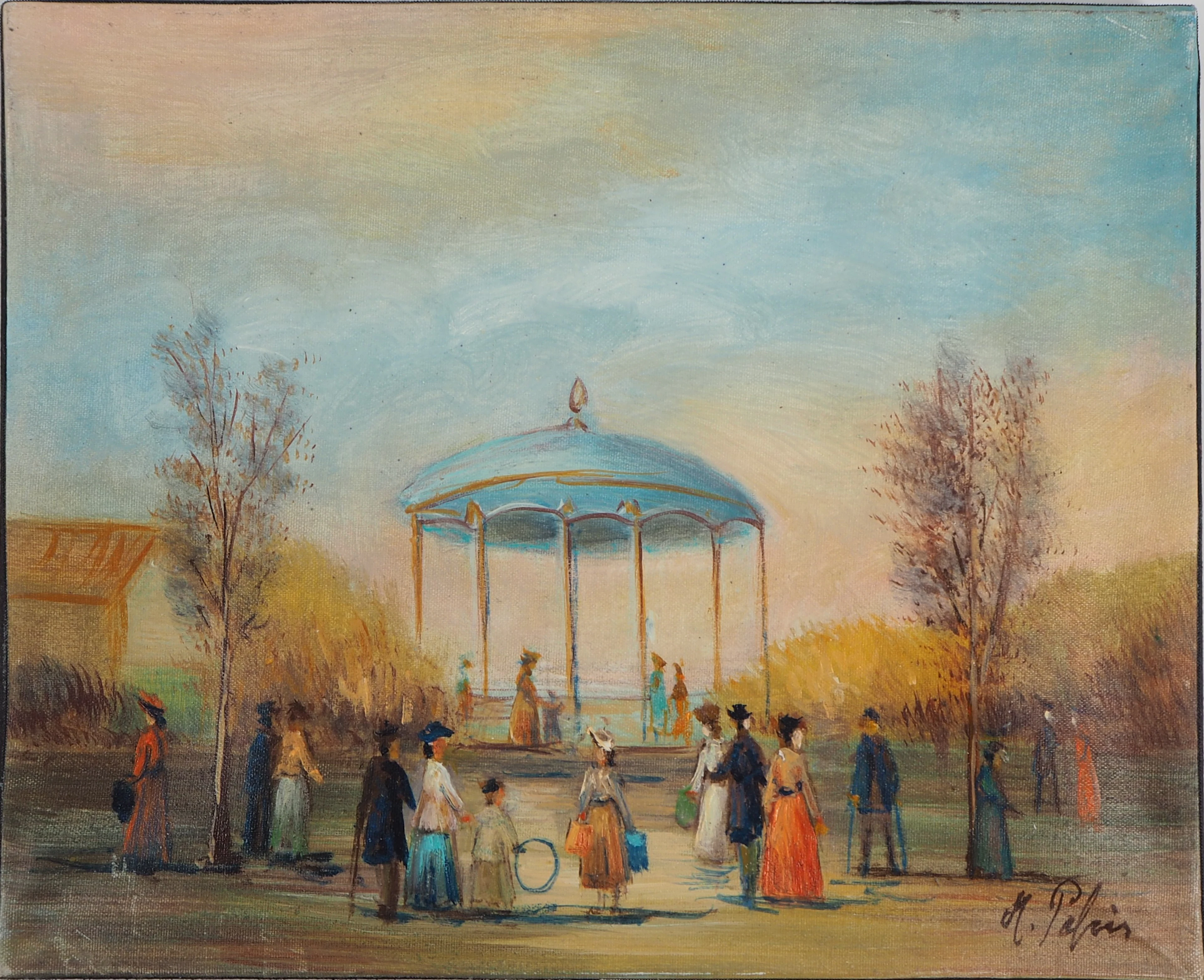 Michel PABOIS - Le Kiosque - Huile sur toile signée