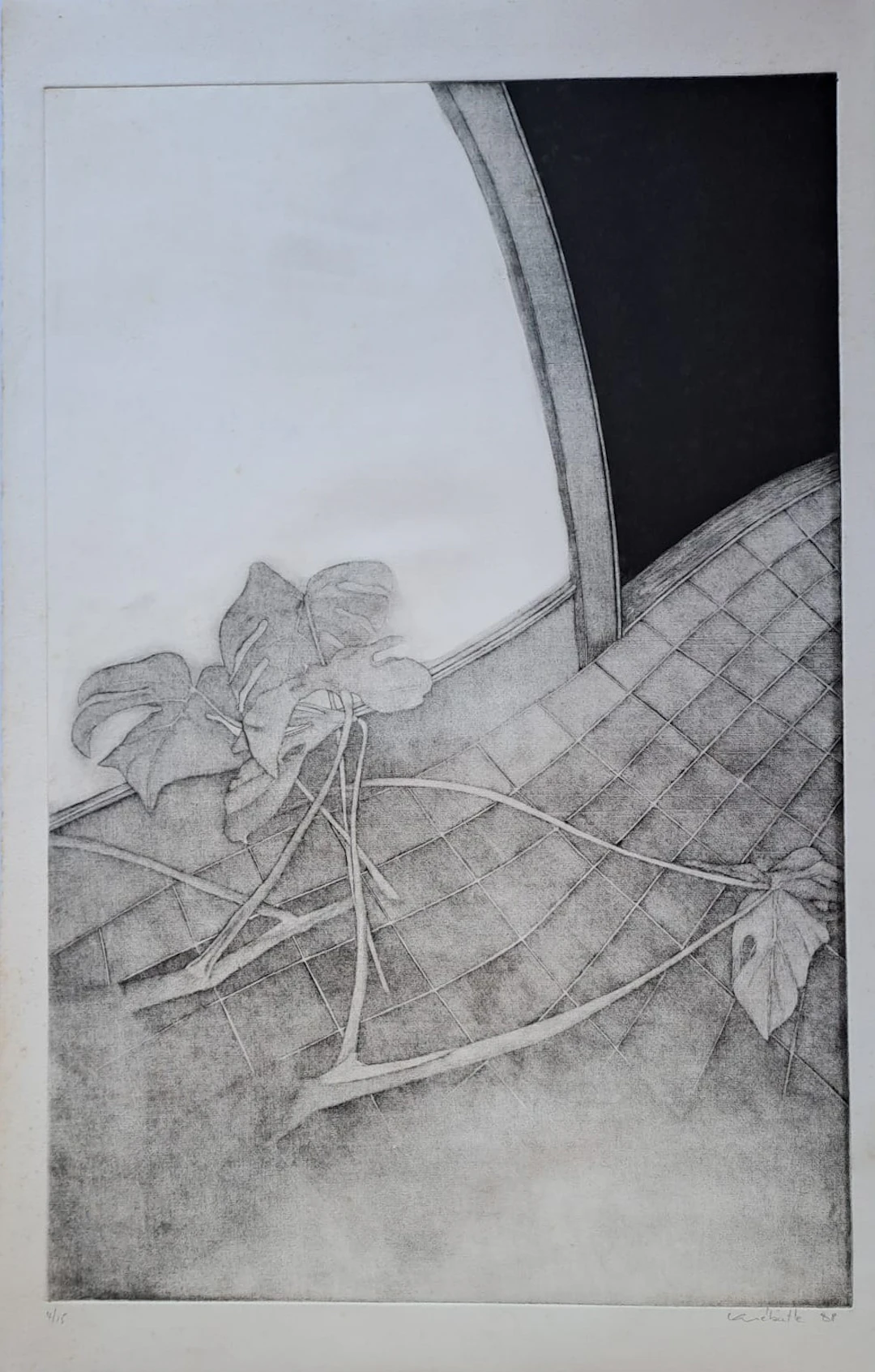 Ecole du XXéme siècle - Les branches sur le sol - Lithographie originale