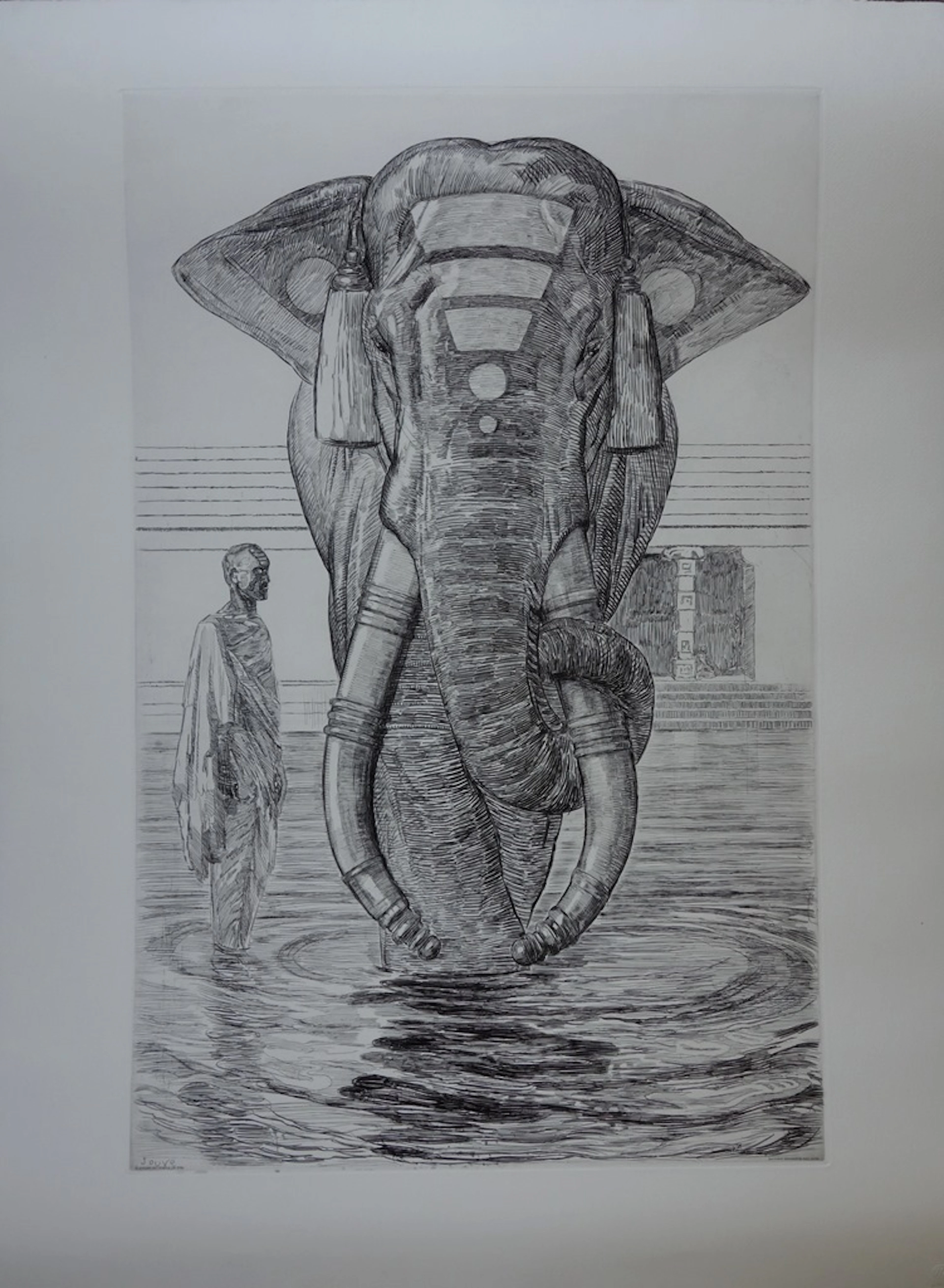 Paul JOUVE (d’après) : Elephant du temple de Siva - Gravure