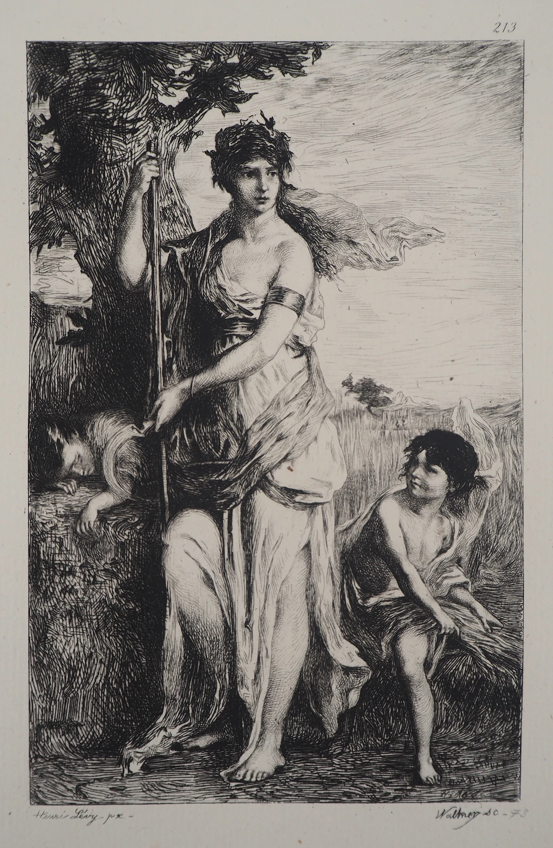 Henri Léopold LEVY : Mère et enfant - L’été - Gravure, Signée #Durand