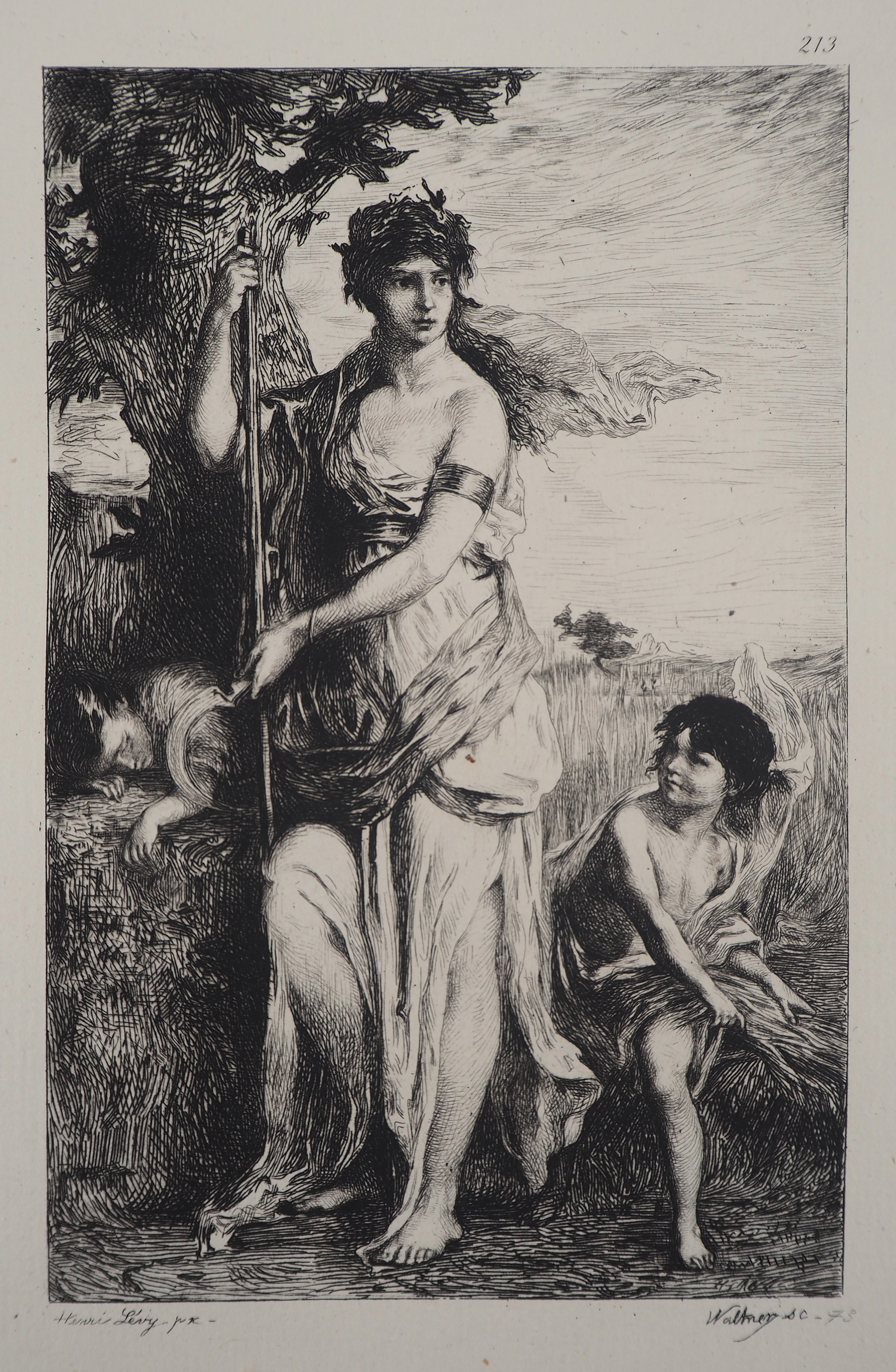 Henri Léopold LEVY : Mère et enfant - L’été - Gravure, Signée #Durand