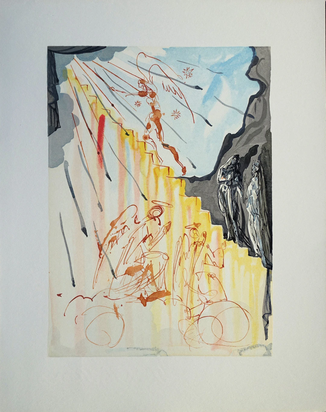 Salvador DALI : L'échelle mystique, Bois gravé original