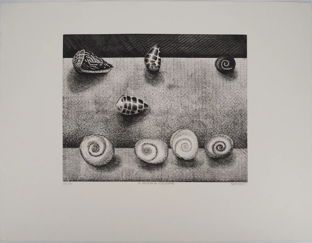 Jacques RAMONDOT (1928-1999), La réunion de coquillages - Gravure