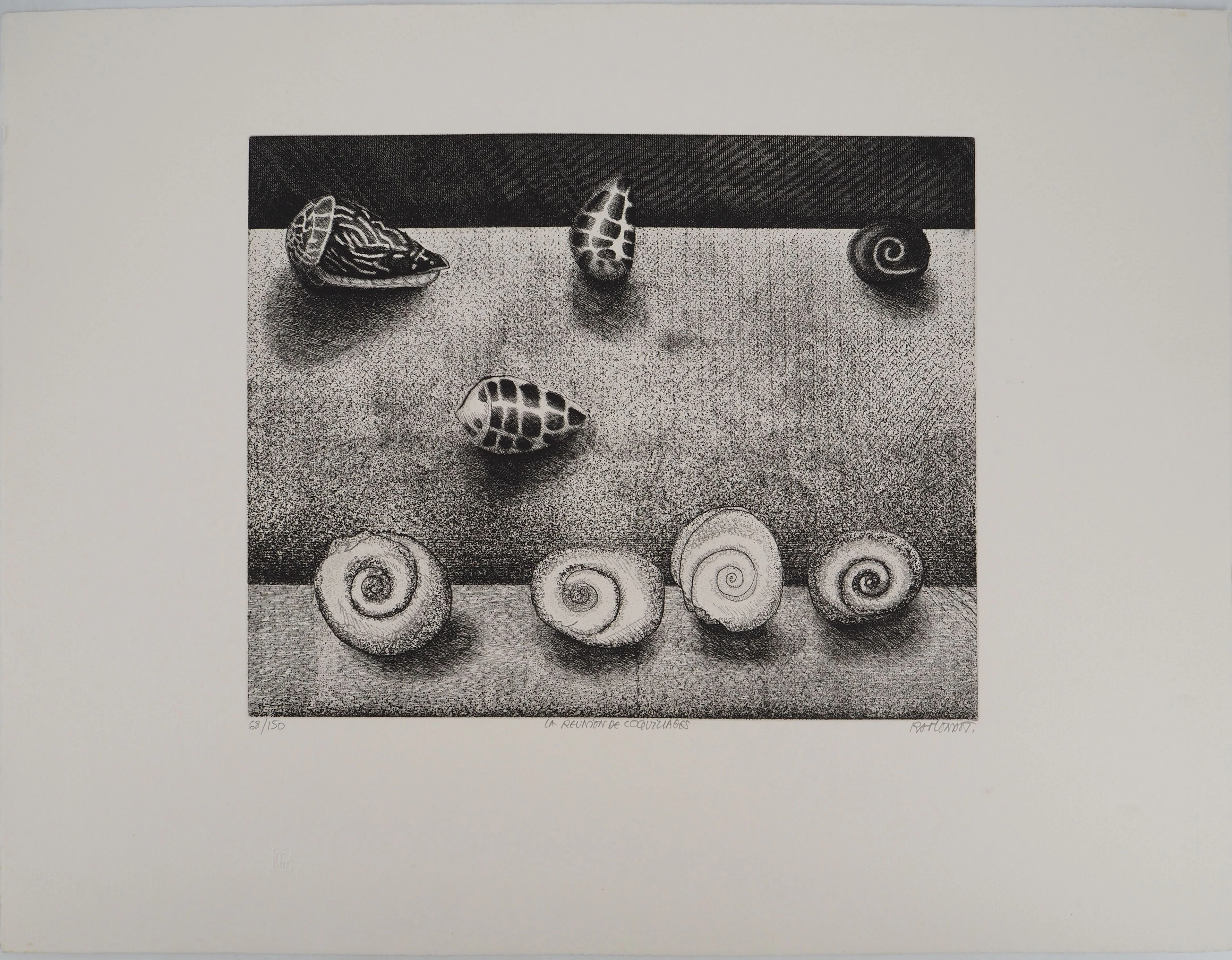 Jacques RAMONDOT (1928-1999), La réunion de coquillages - Gravure