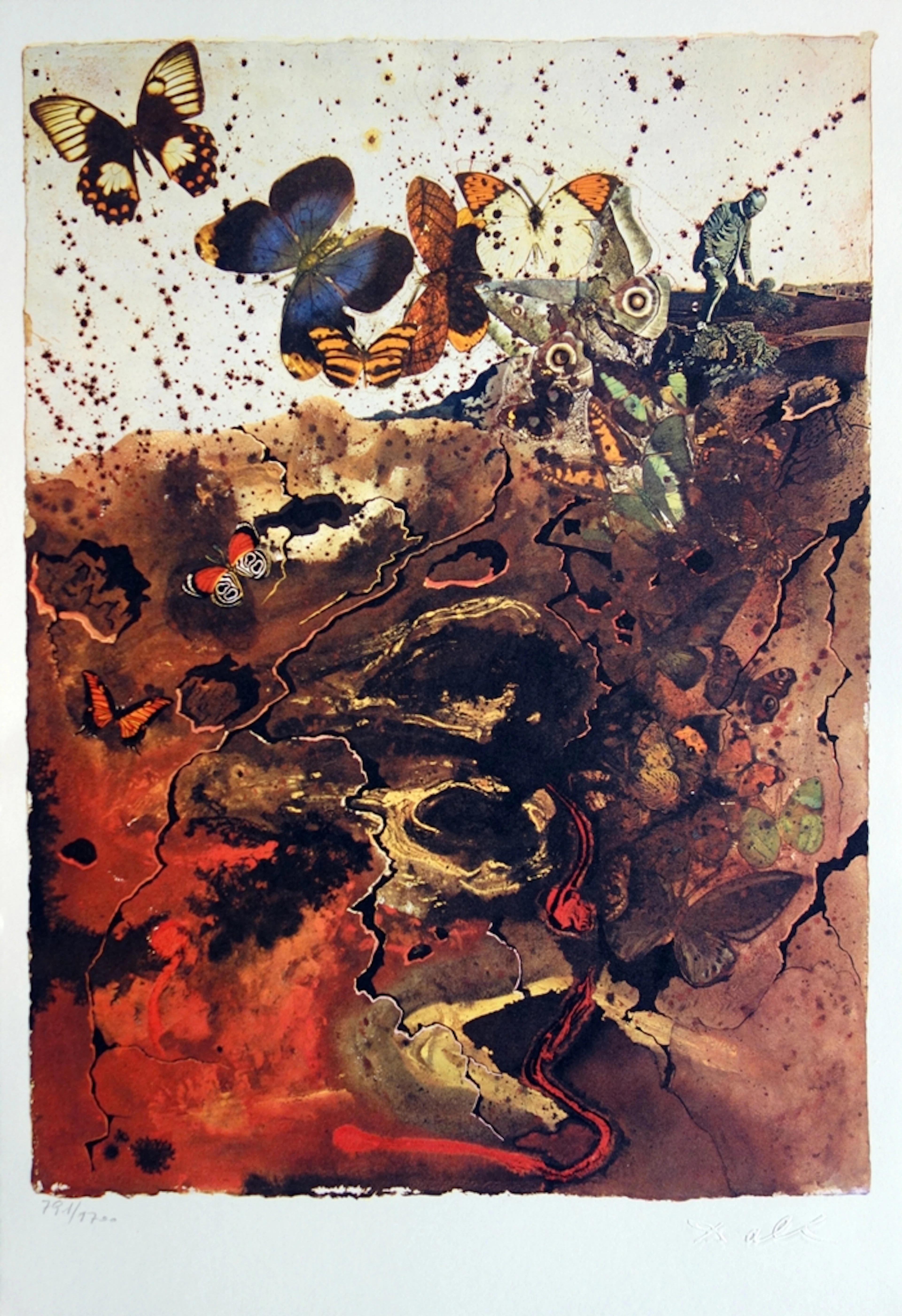 Salvador DALI : Auvergne - Lithographie originale signée SNCF, Suite Papillon