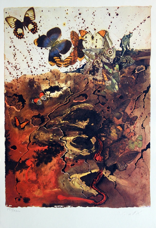 Salvador DALI : Auvergne - Lithographie originale signée SNCF, Suite Papillon