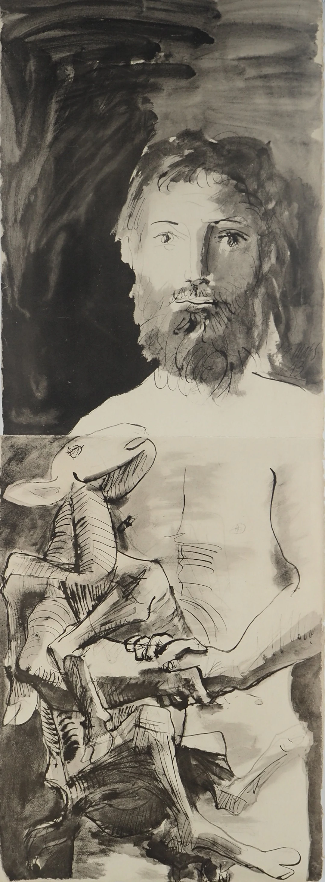 Pablo PICASSO : L’homme au mouton, Lithographie et pochoir