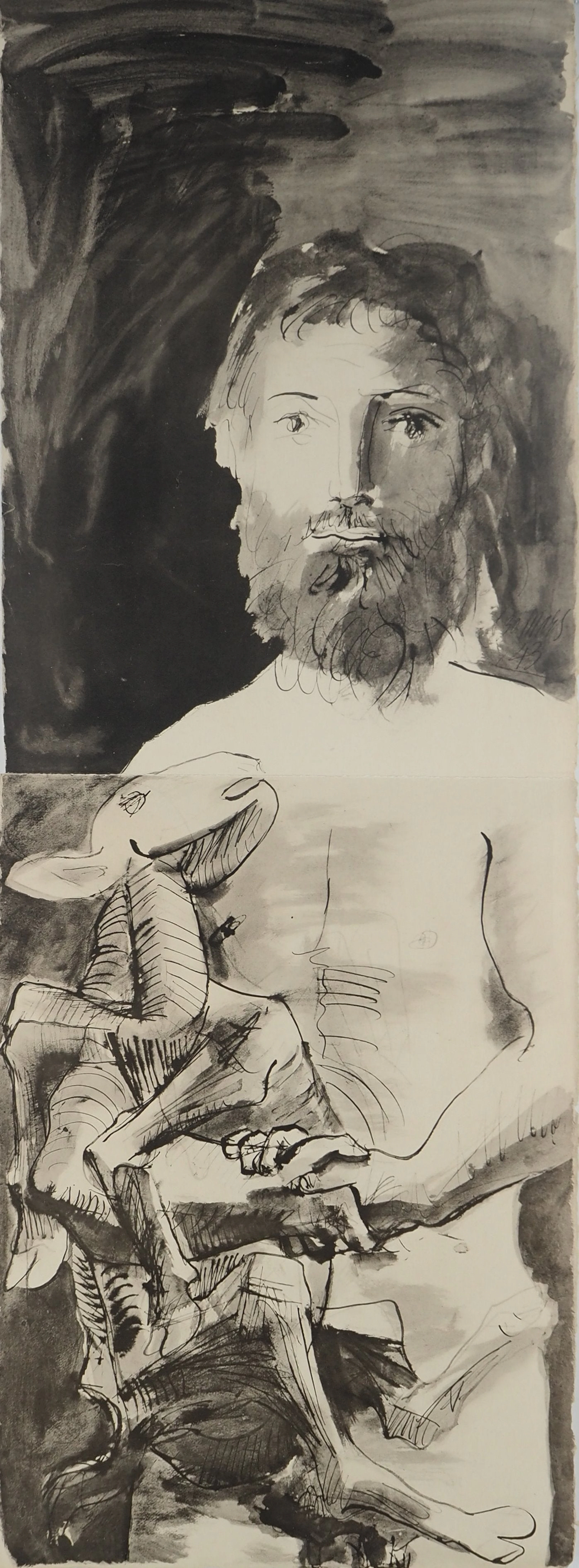 Pablo PICASSO : L’homme au mouton, Lithographie et pochoir