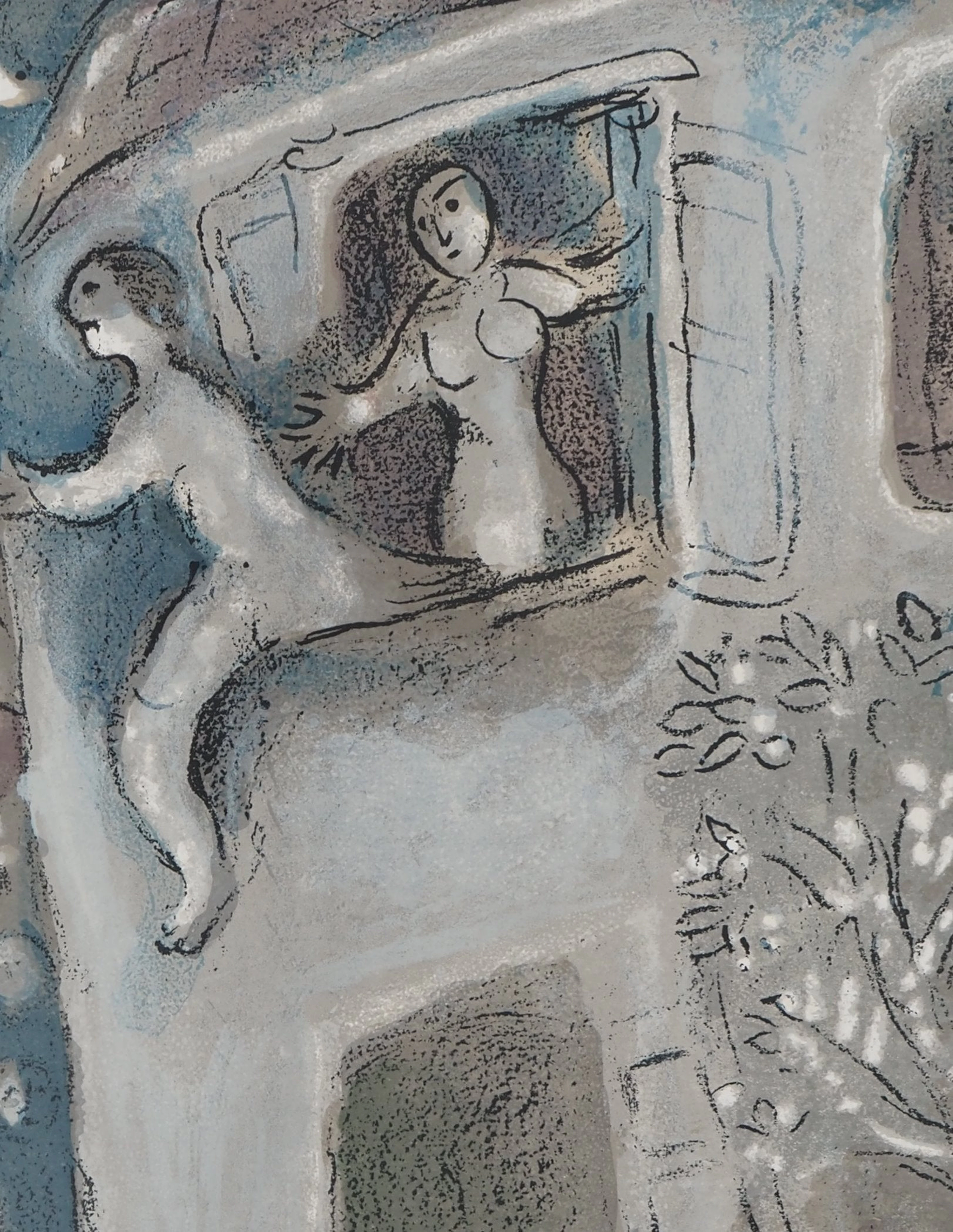 Marc CHAGALL : La Bible, La fuite de David, Lithographie originale