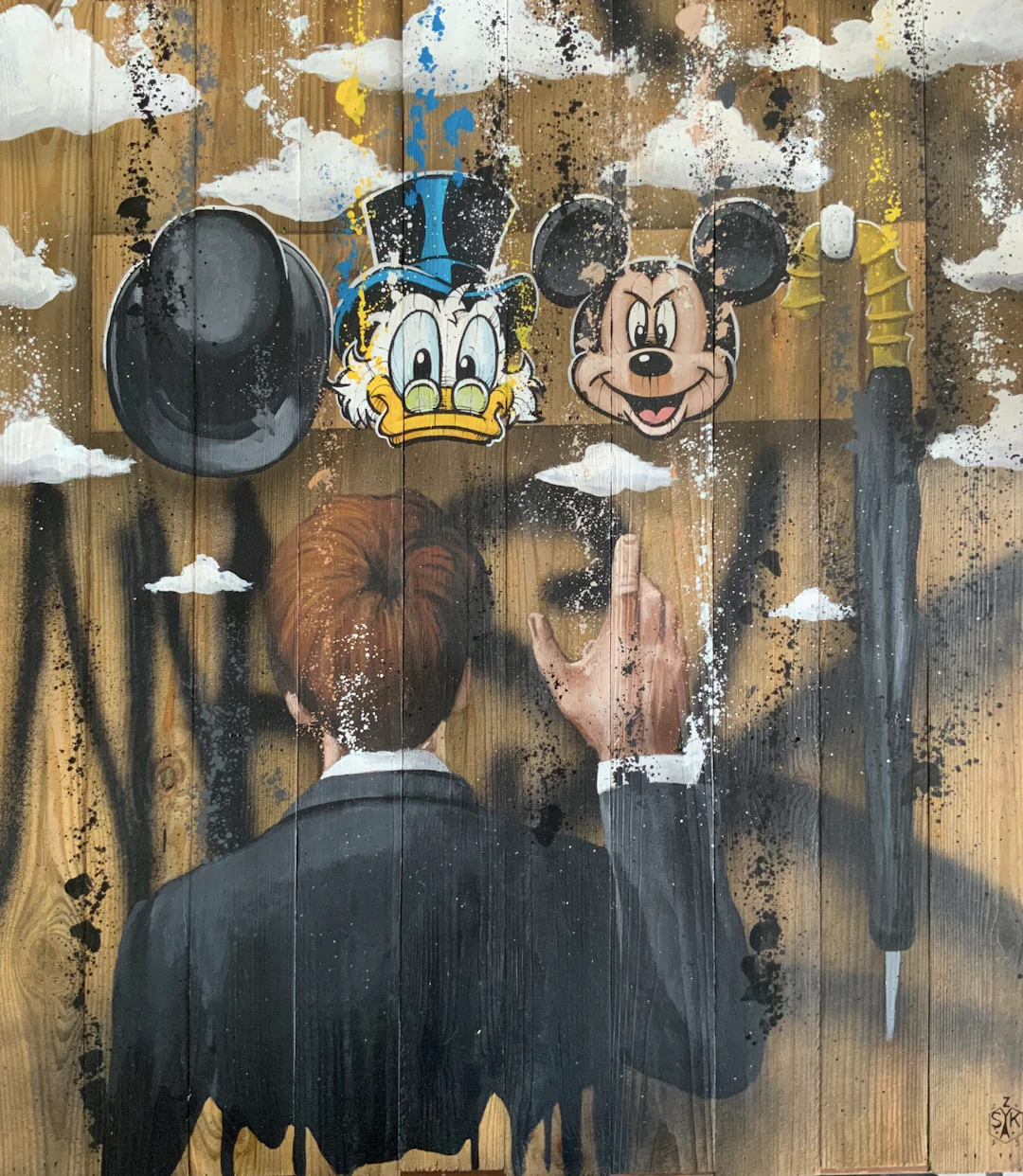 Skayzoo - Coat Hanger Magritte - Acrylique sur bois