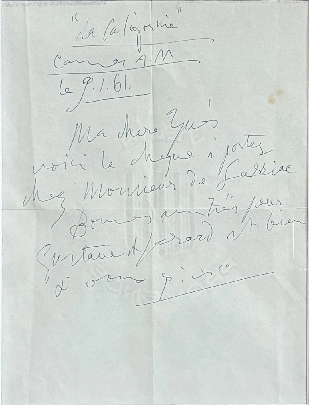 Pablo PICASSO - Lettre autographe signée