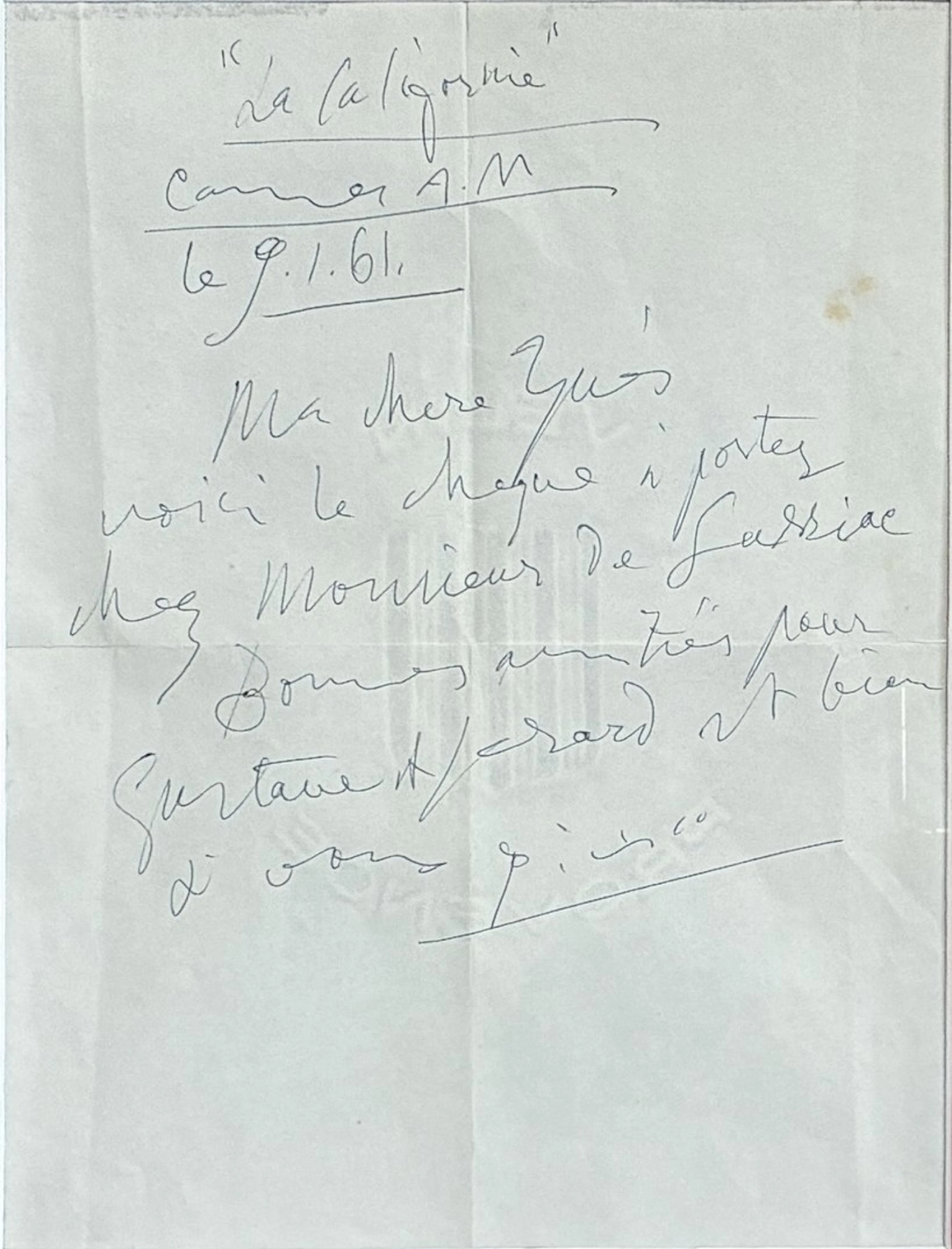 Pablo PICASSO - Lettre autographe signée
