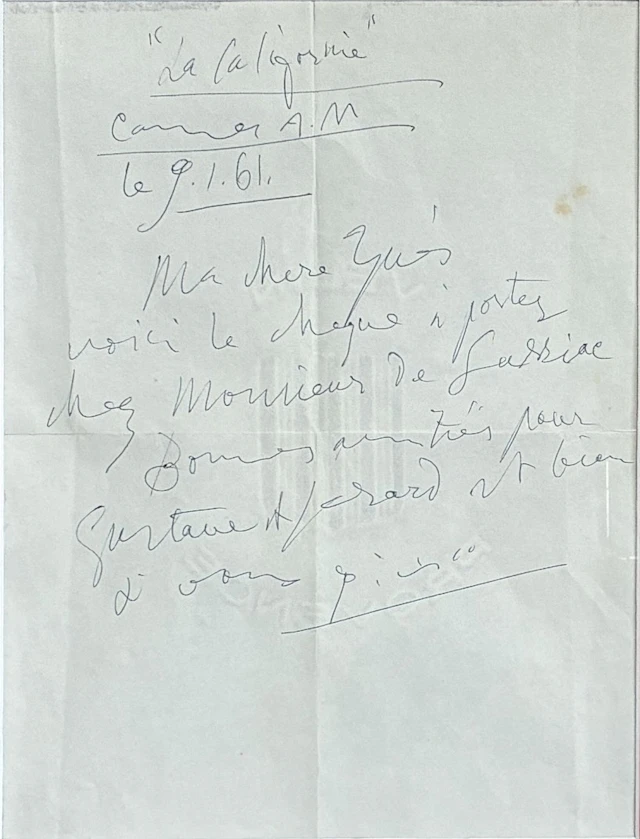 Pablo PICASSO - Lettre autographe signée