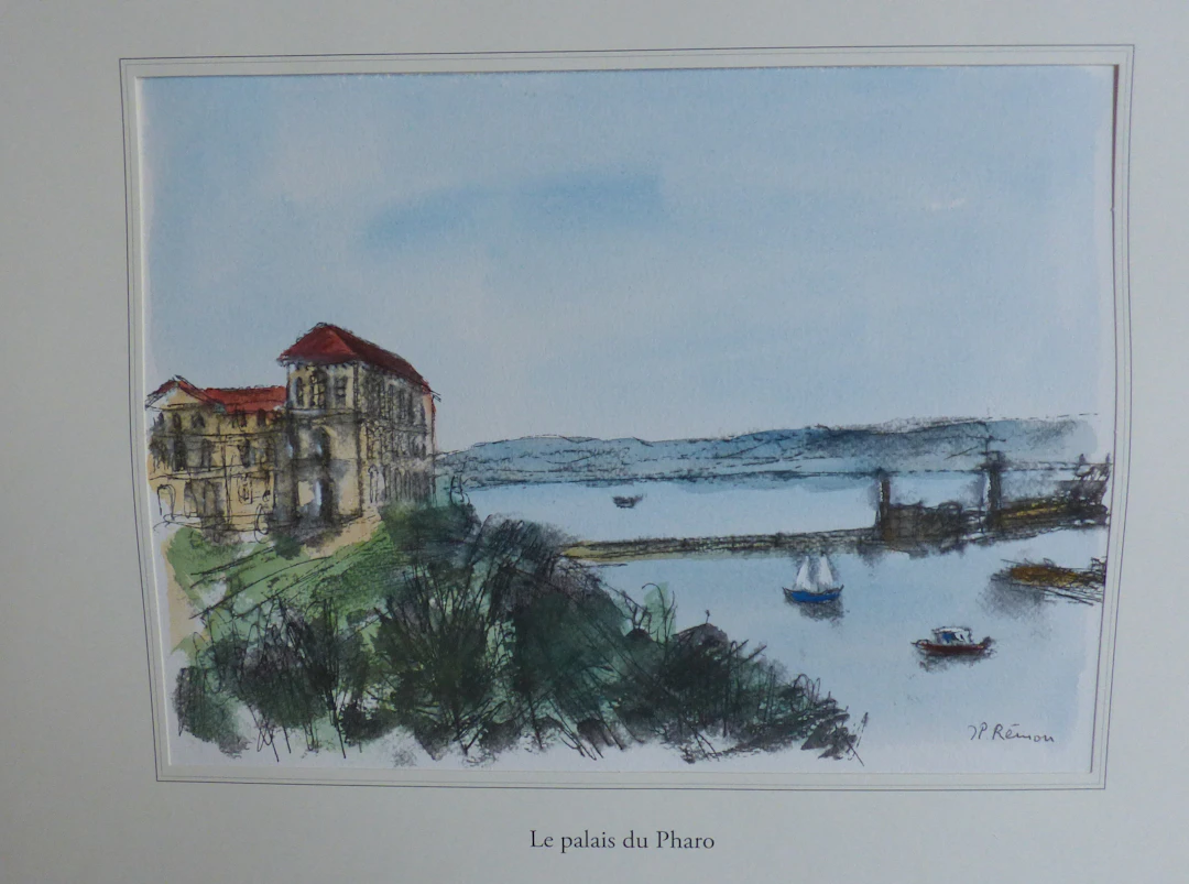Jean Pierre REMON - Le Palais du Pharo, 2010 - Aquarelle signée