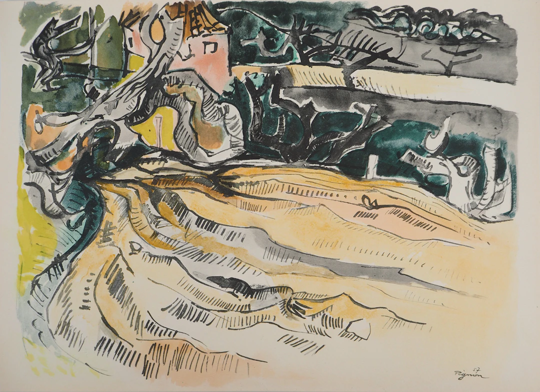 Edouard PIGNON : Provence, automne à Bandol, Lithographie signée