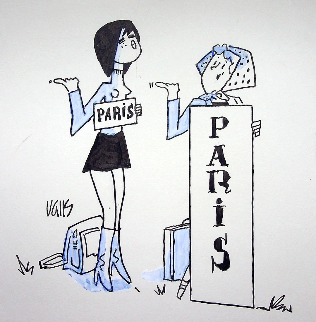 Guy VALLS : Rouler à Paris - Dessin original signé