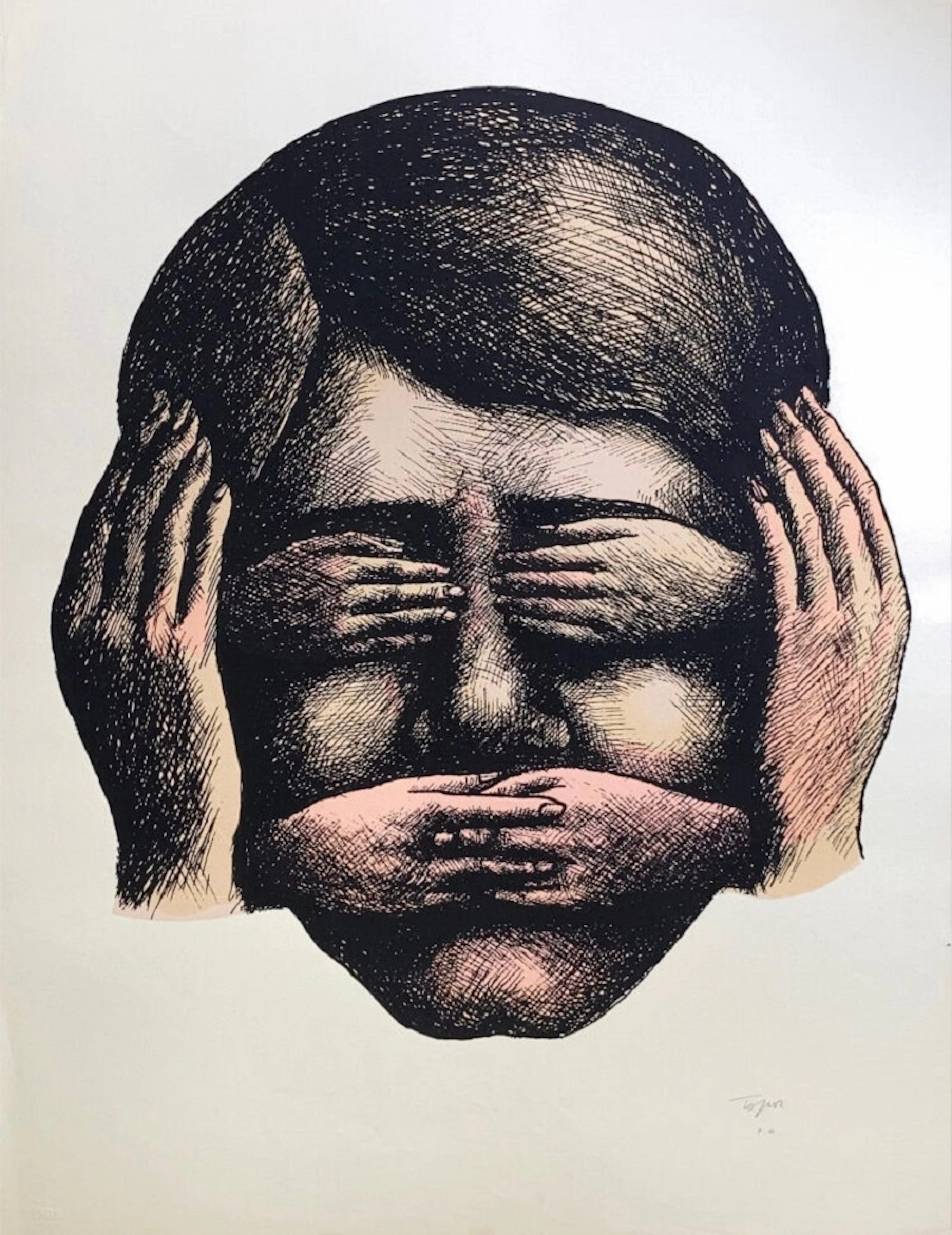 Roland TOPOR - Ne pas voir, ne pas.., 1970 - Lithographie signée au crayon