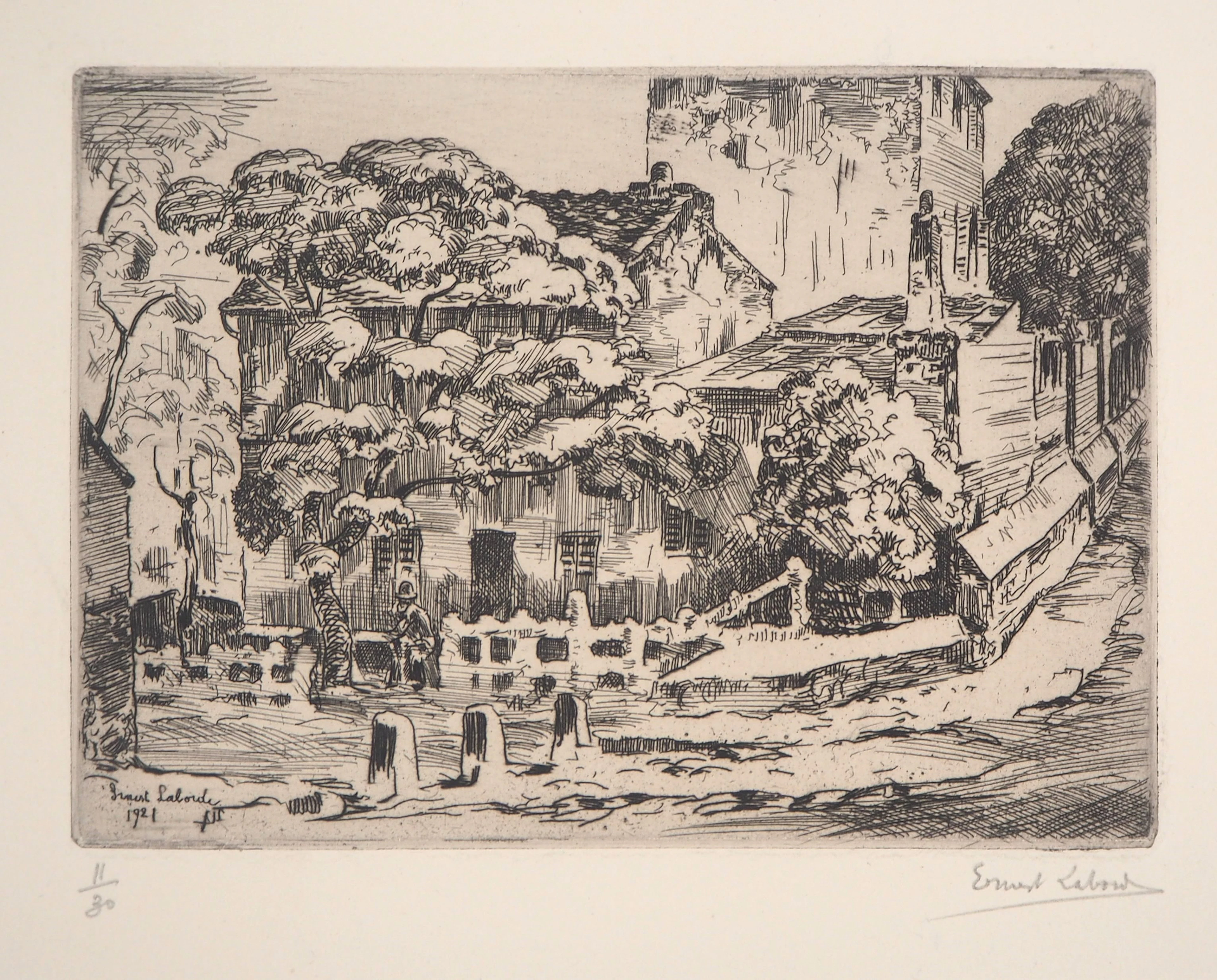 Ernst LABORDE : Au lapin agile, 1921 - Gravure originale signée