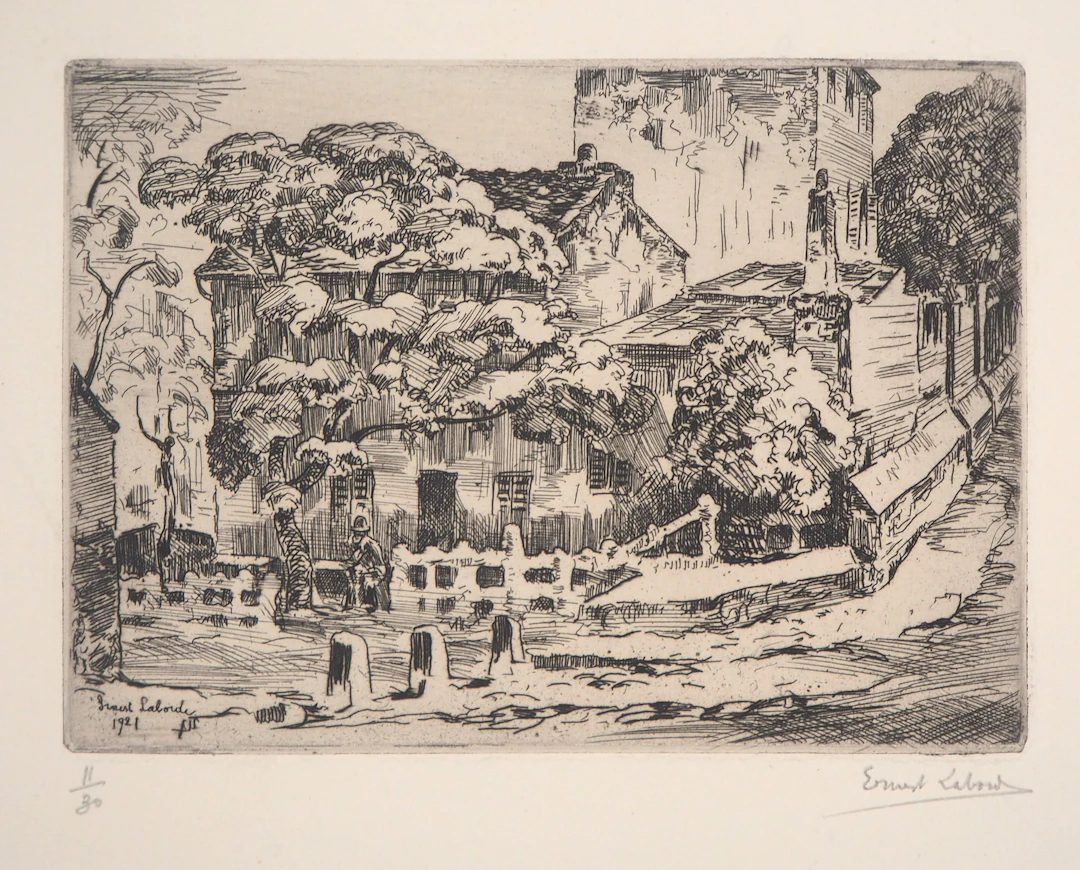 Ernst LABORDE : Au lapin agile, 1921 - Gravure originale signée
