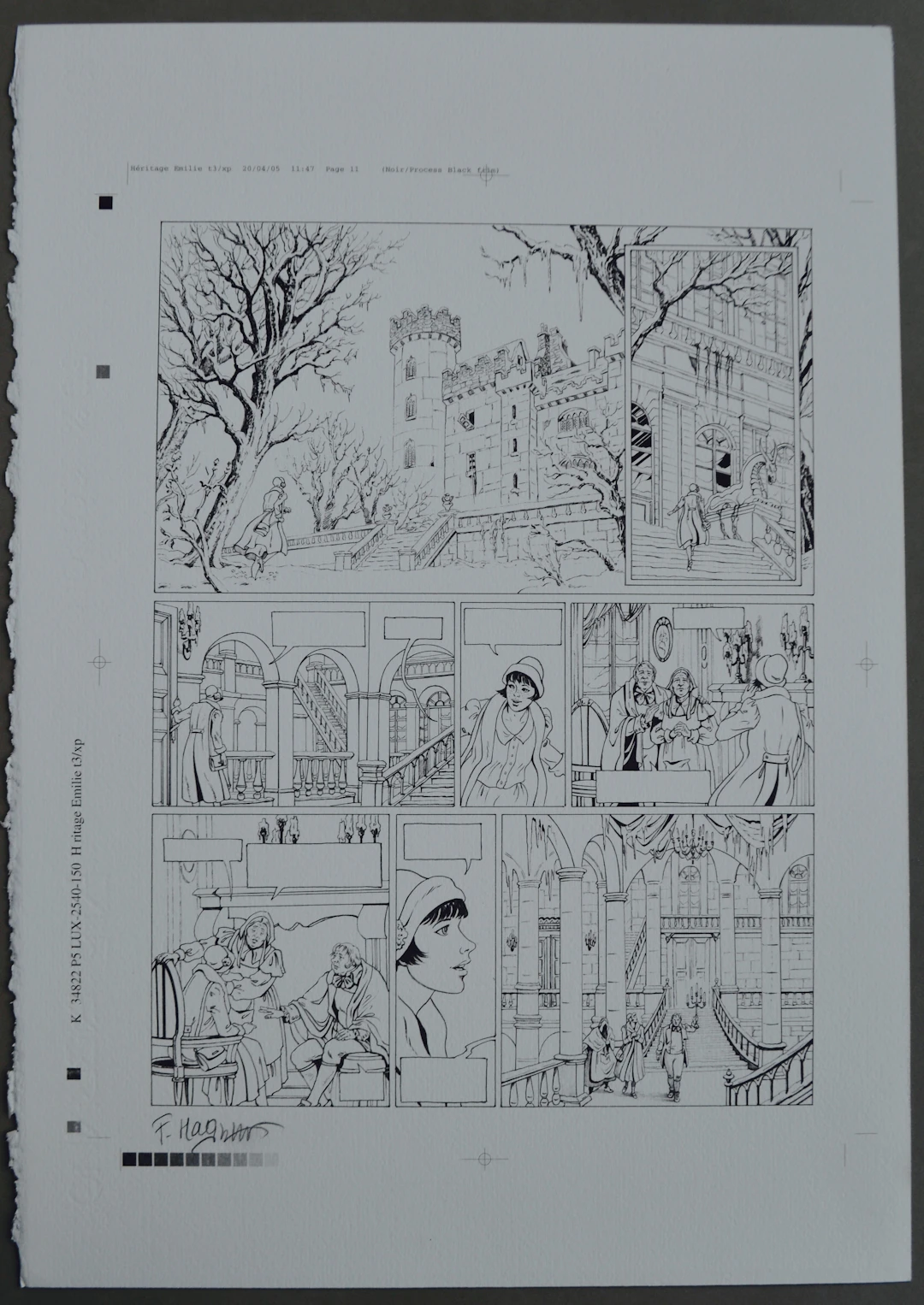 Florence Magnin - Héritage Emilie T03 L’ÉXILÉ, 2005 - Planche Offset signée