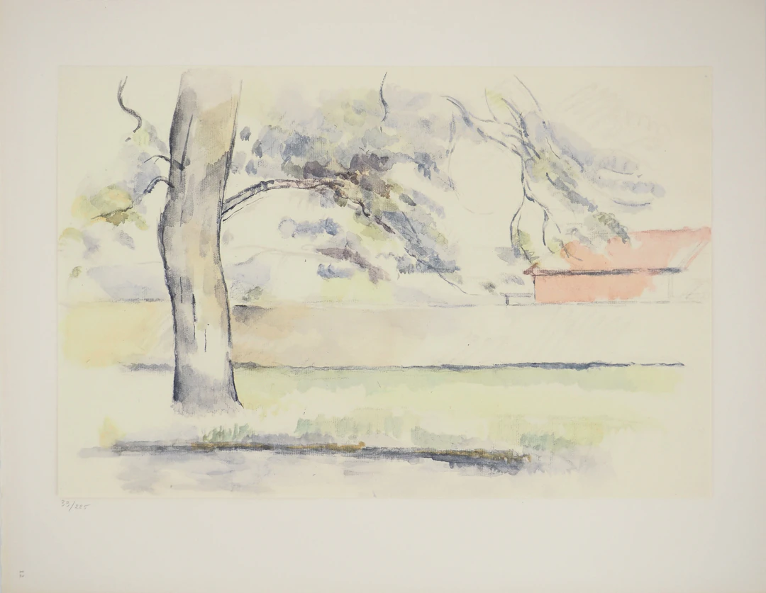 Paul CEZANNE : Jardin, Lithographie et pochoir