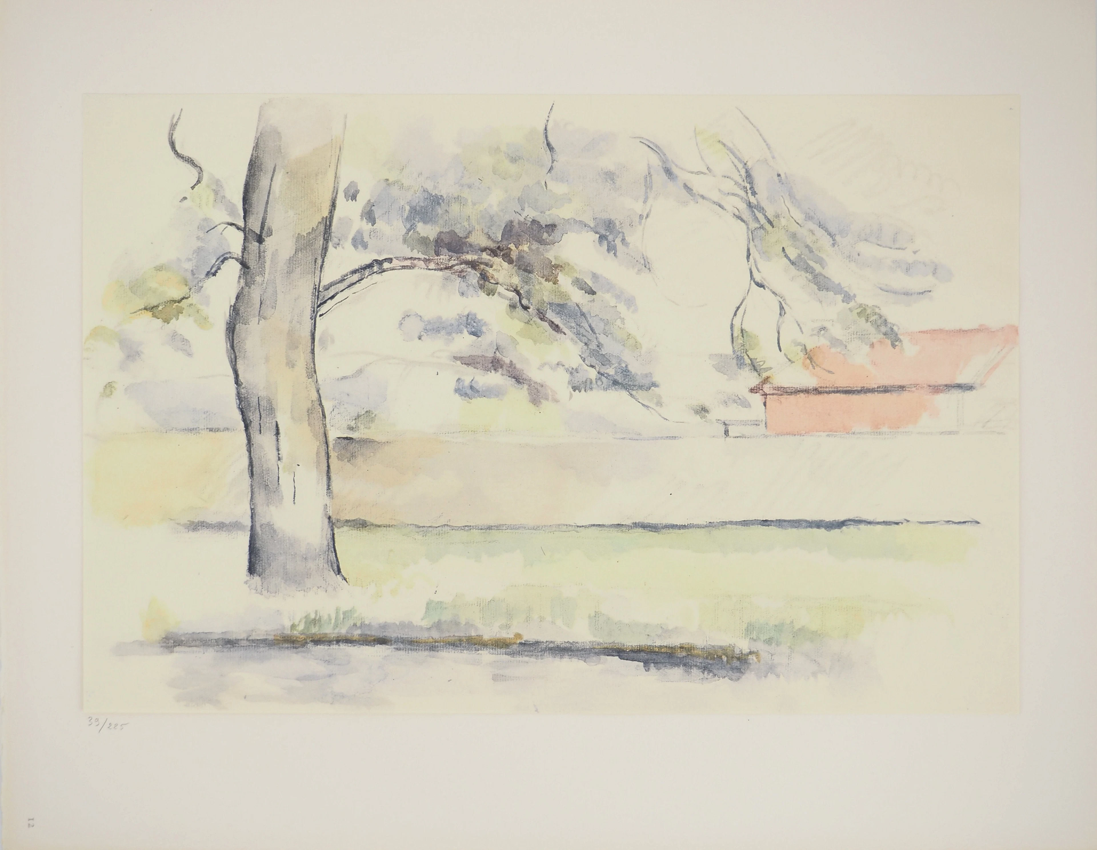 Paul CEZANNE : Jardin, Lithographie et pochoir