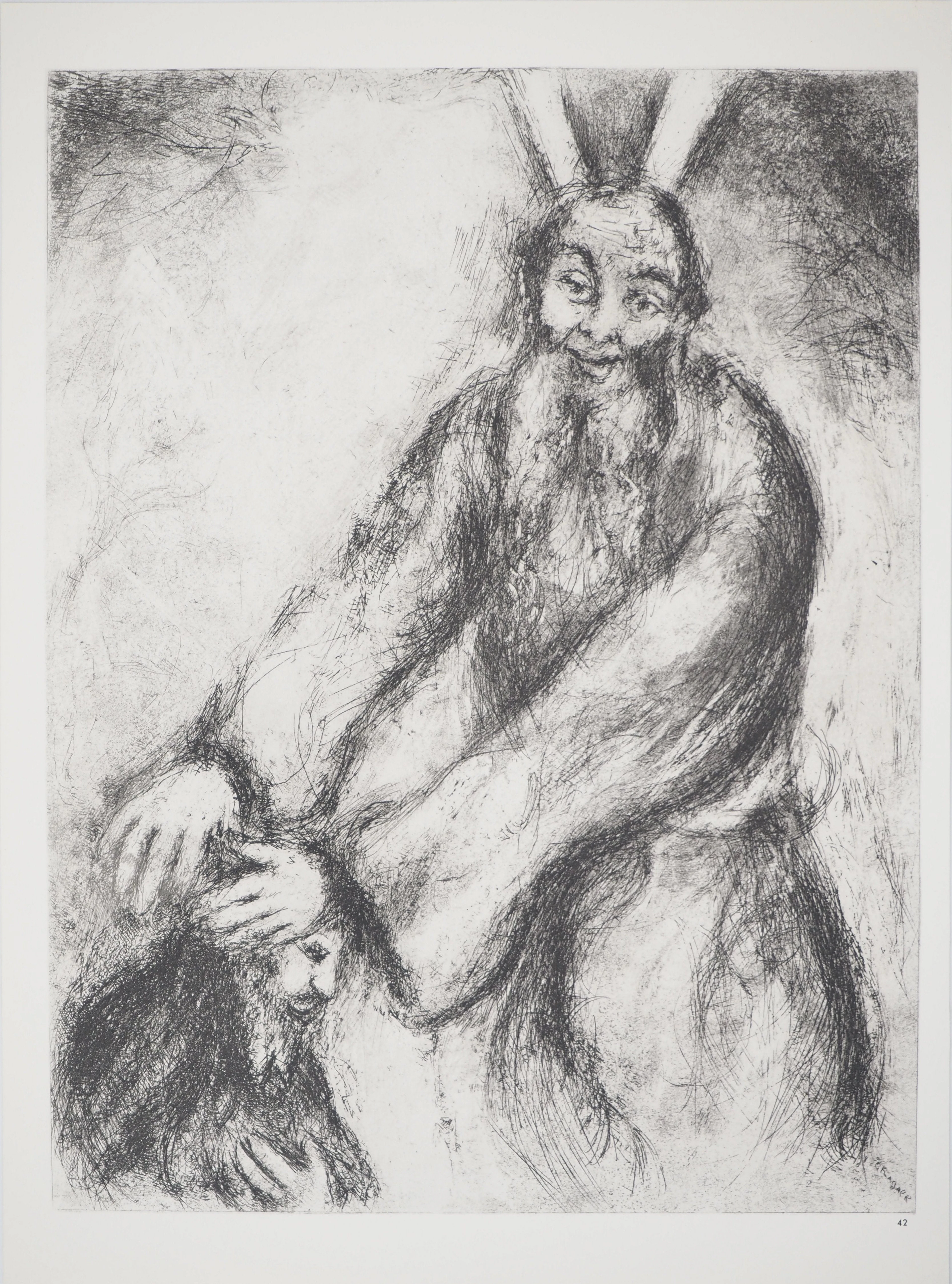 Marc CHAGALL : Josué reçoit la bénédiction de Moïse, Héliogravure