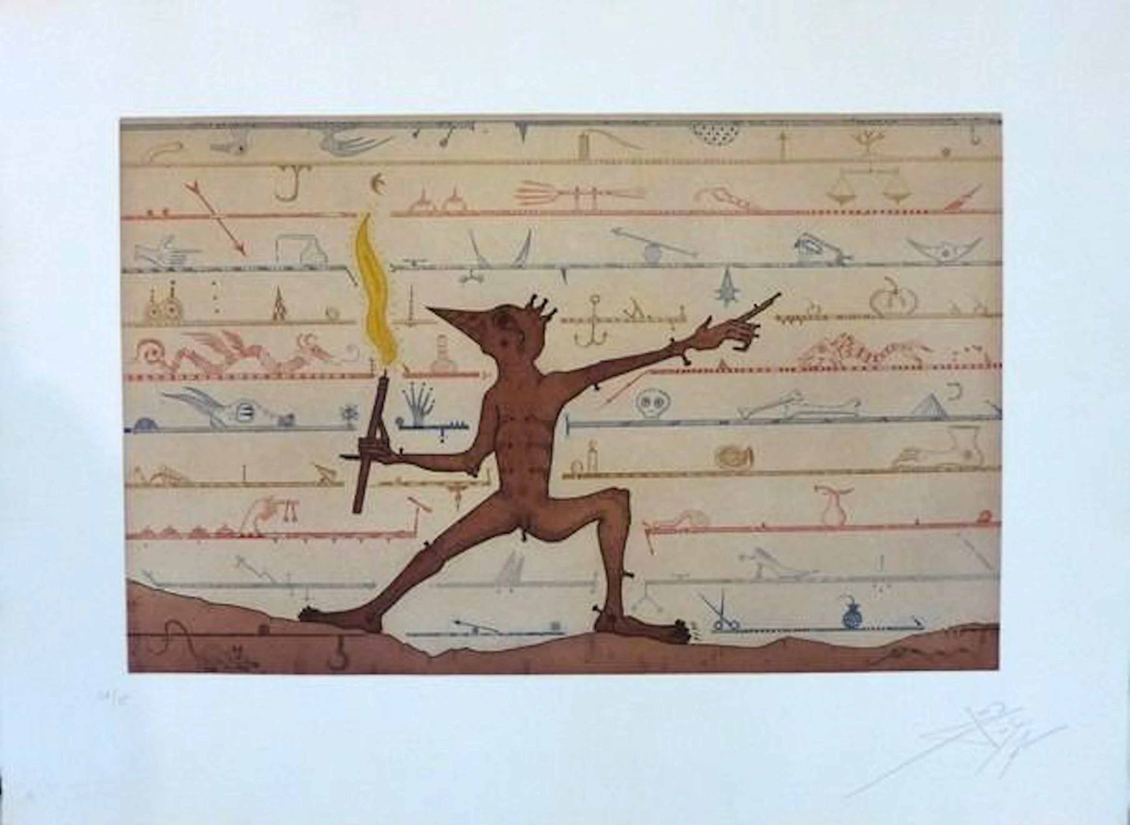 Joan PONC - Dimoni pompeia, 1973 - Gravure signée au crayon