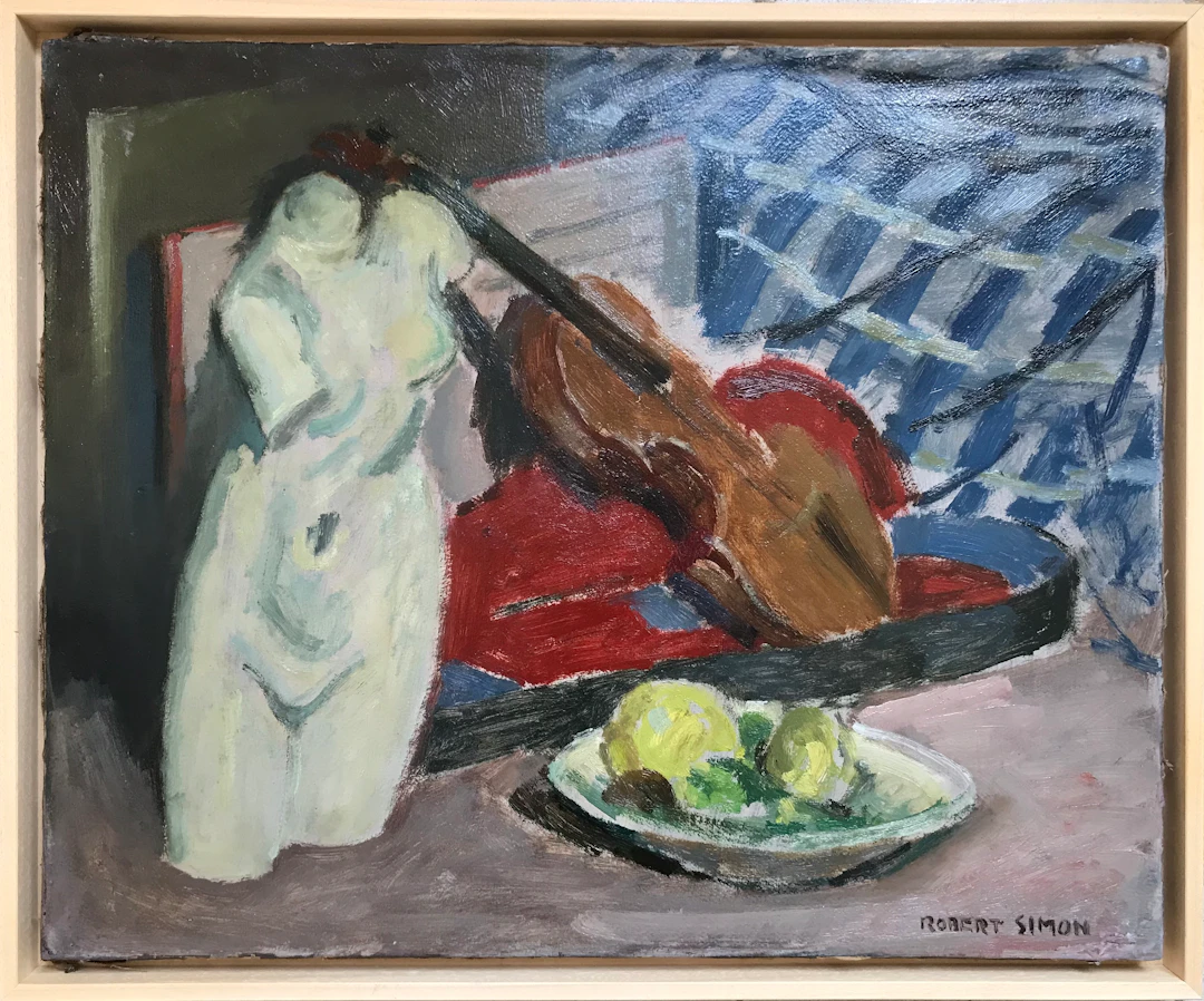 Robert SIMON - Dans l’atelier, 1942 - Huile sur toile signée