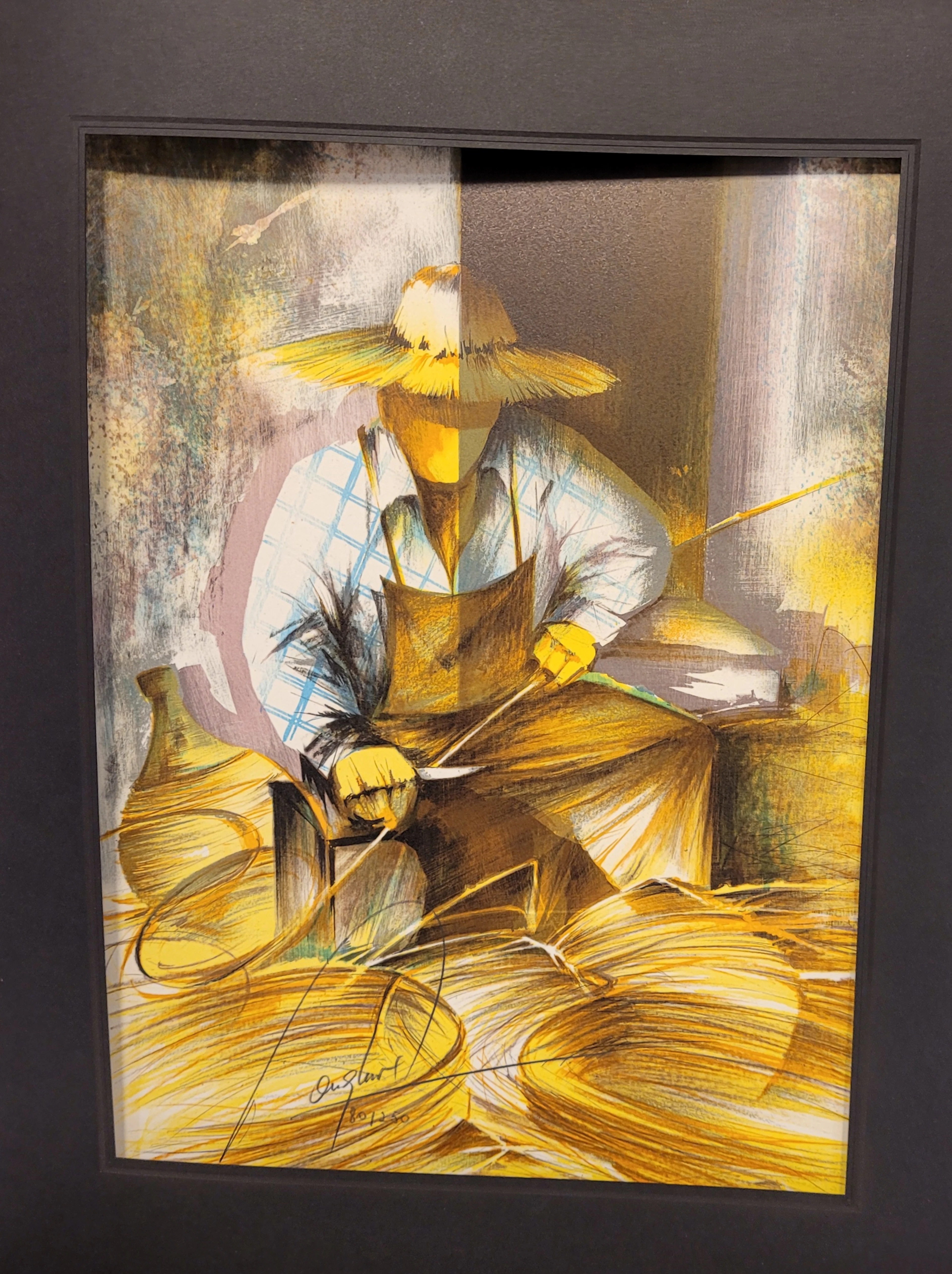 Raymond POULET - Les Vieux métiers : le vannier, 1975 - Lithographie