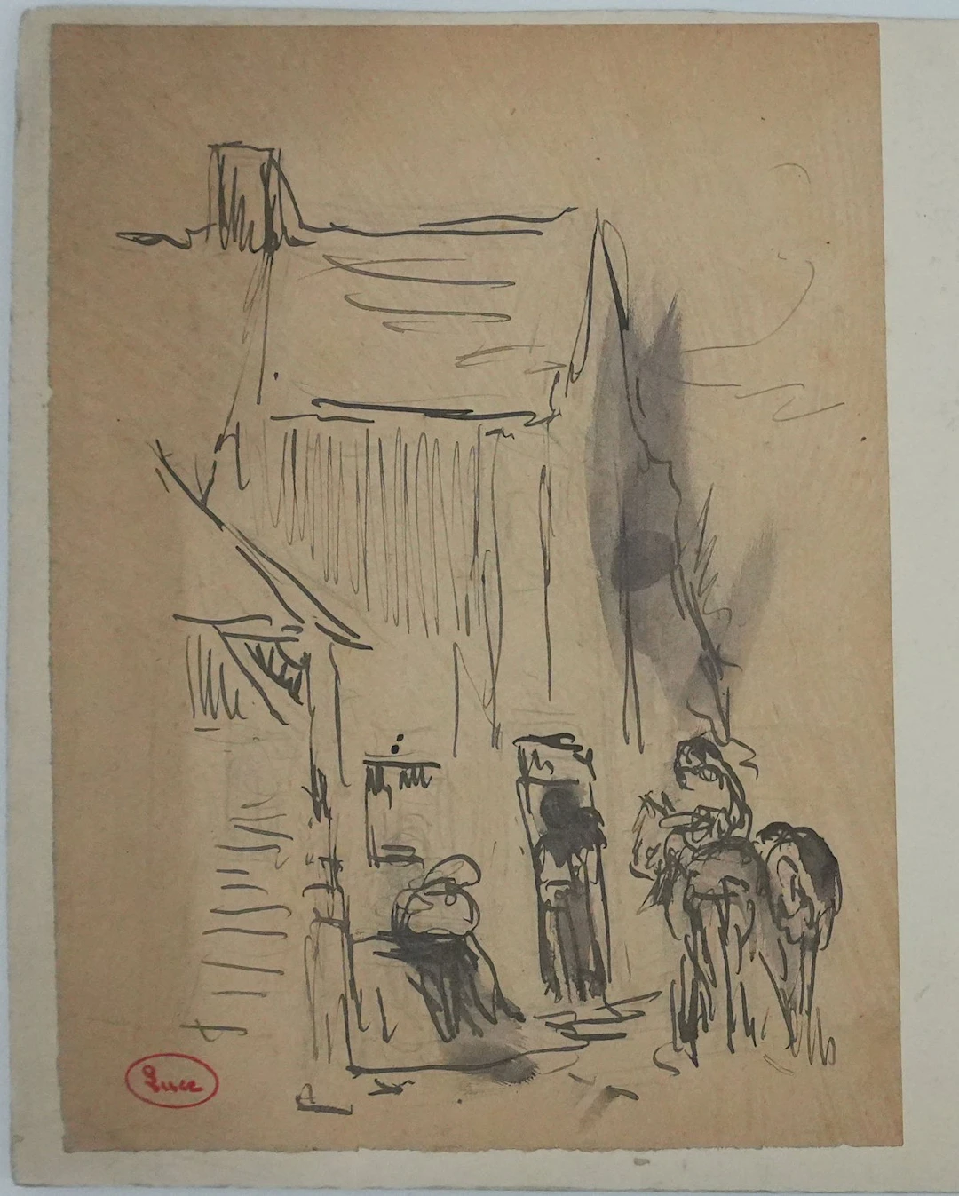 Maximilien LUCE : Ruelle aux mules, Dessin originale signée