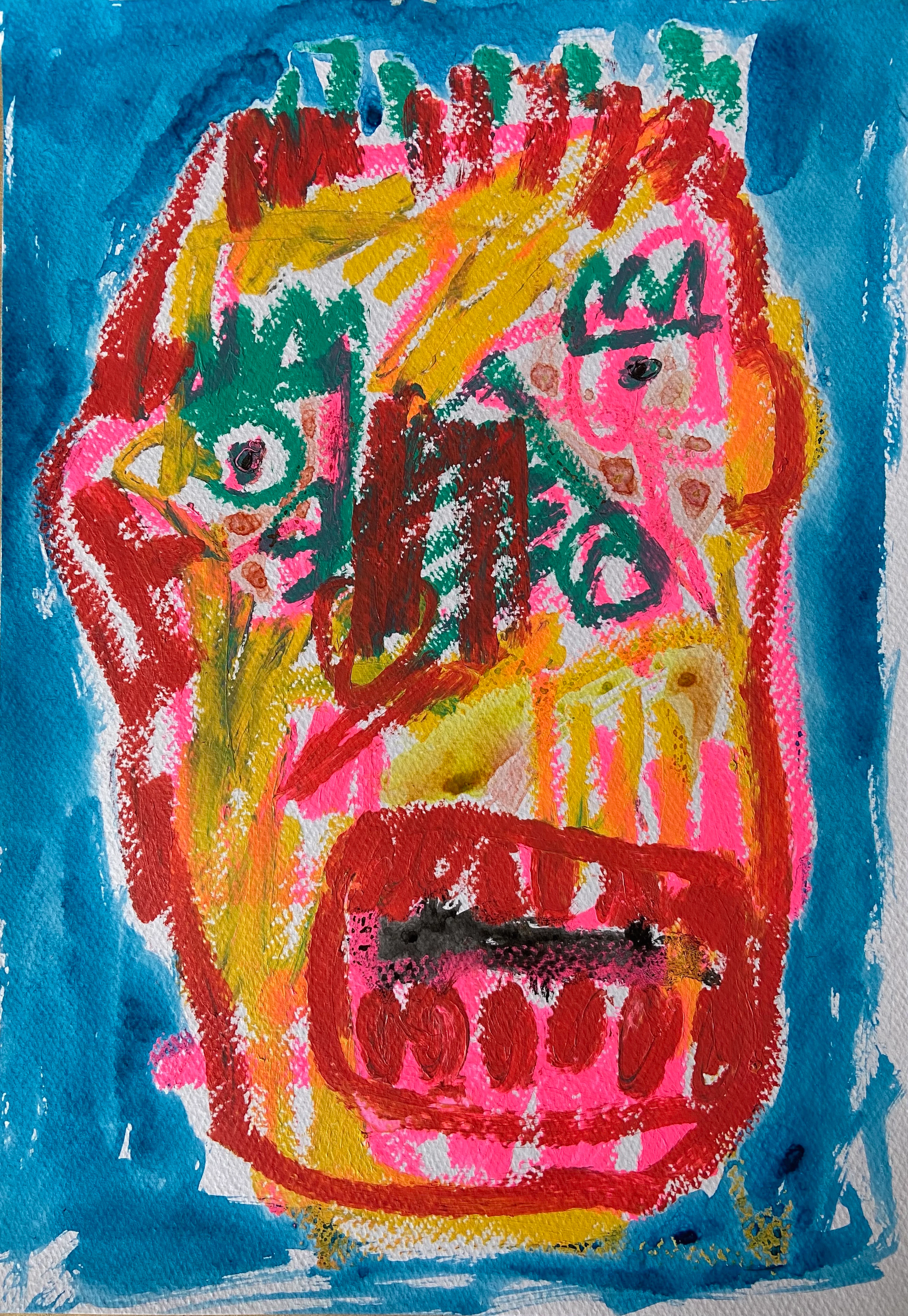 JAZZU - Tête en réflexion, 2020 - Technique mixte sur papier
