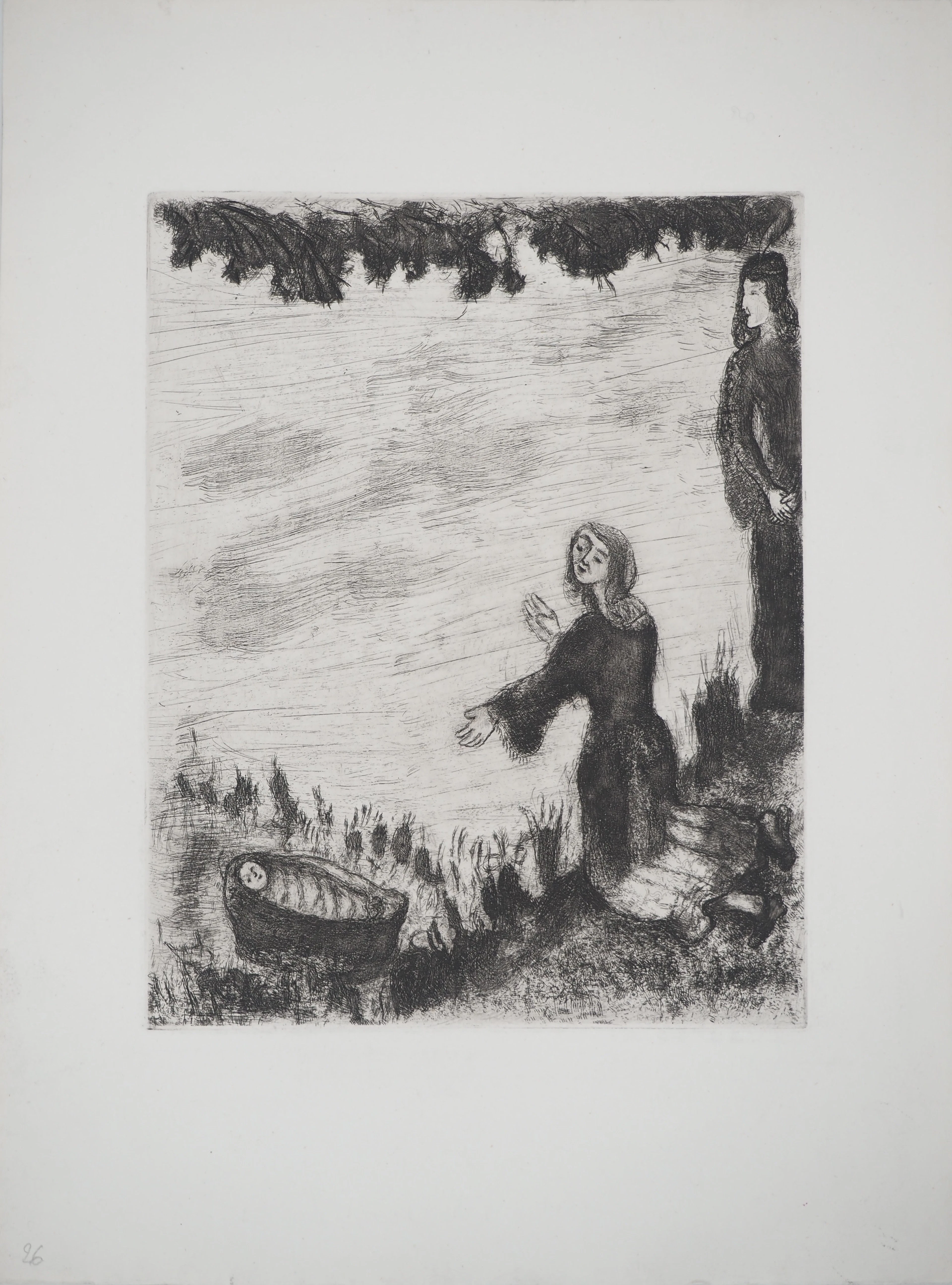 Marc CHAGALL : Moïse sauvé des eaux, Gravure originale signée
