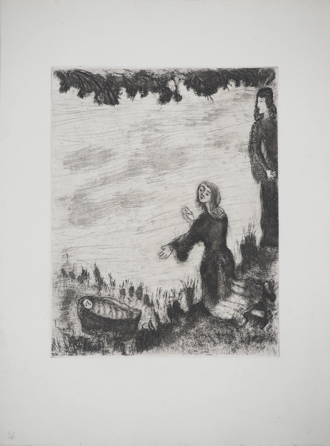 Marc CHAGALL : Moïse sauvé des eaux, Gravure originale signée