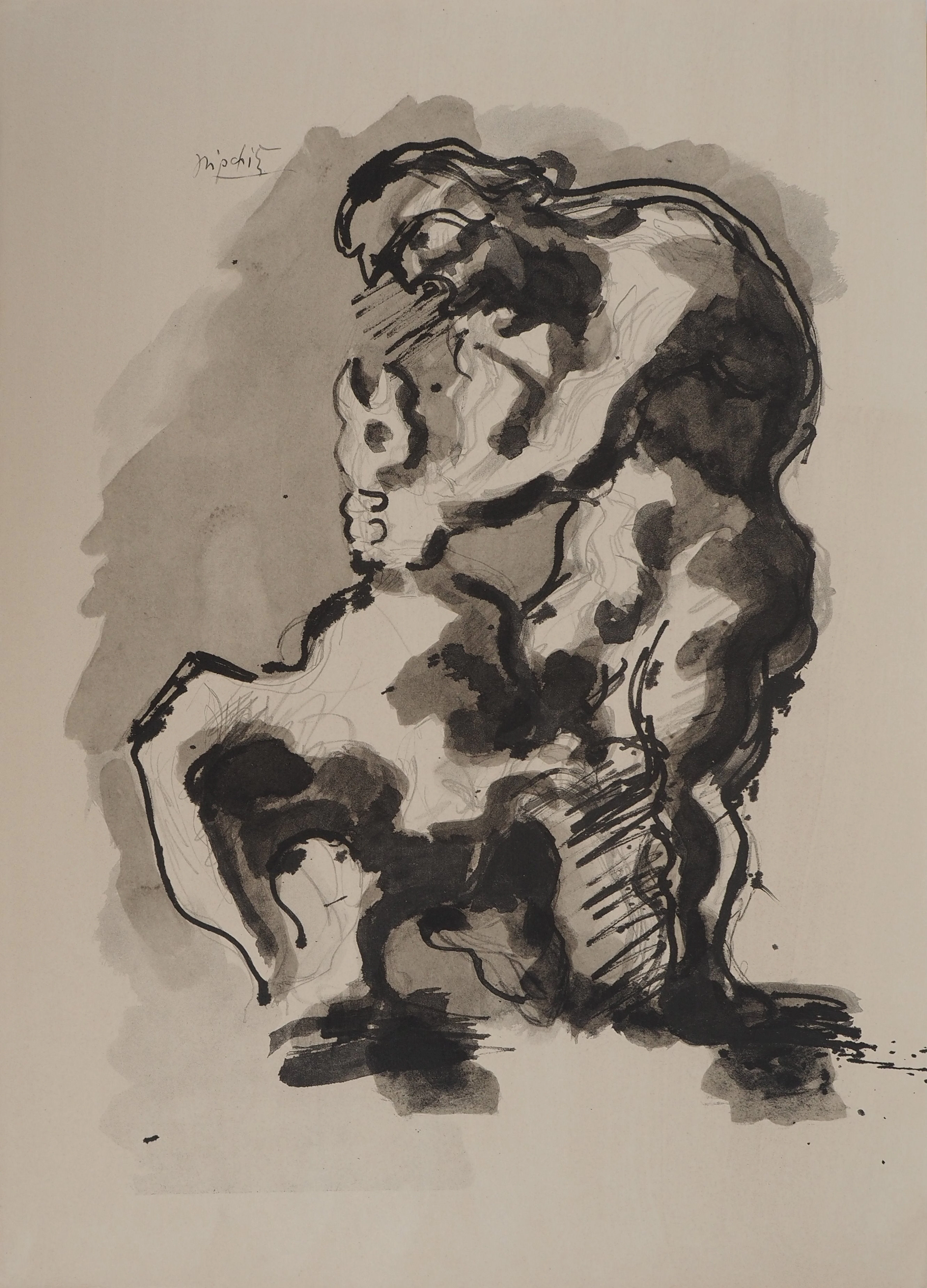 Jacques LIPCHITZ : Le désespoir de Prométhée, Lithographie originale, Signée