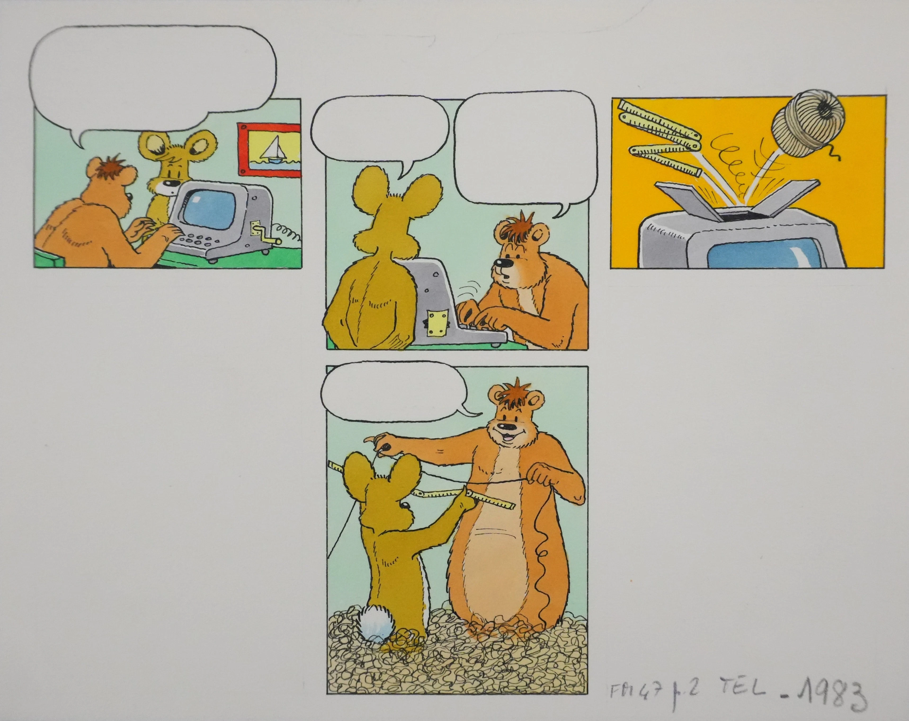 Roger BUSSEMEY : Nestor et Nestorine fabrique quelque chose, Aquarelle