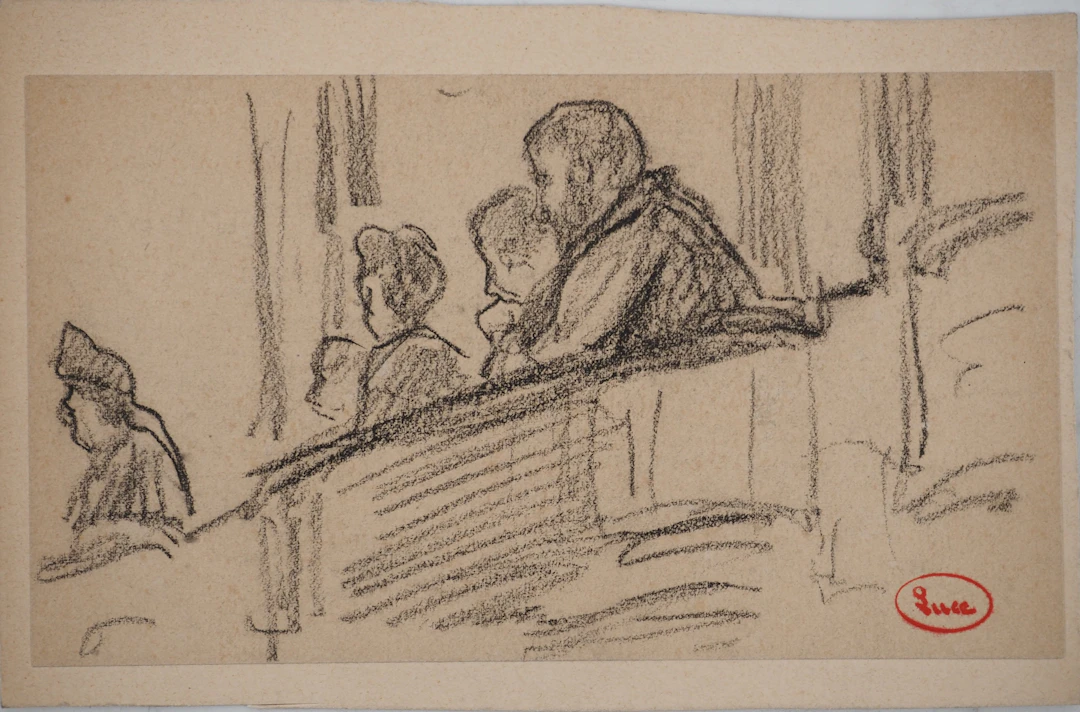 Maximilien LUCE : Le balcon de l’opéra, Dessin original signé